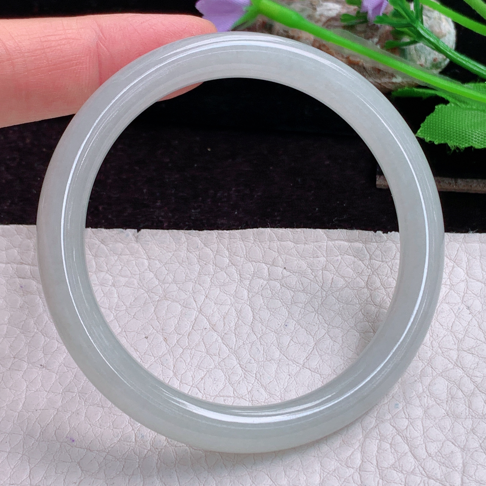 xx实拍56.5*8*7.8美人镯 天然缅甸翡翠A货手镯纯美圆条叮当镯 玉镯子