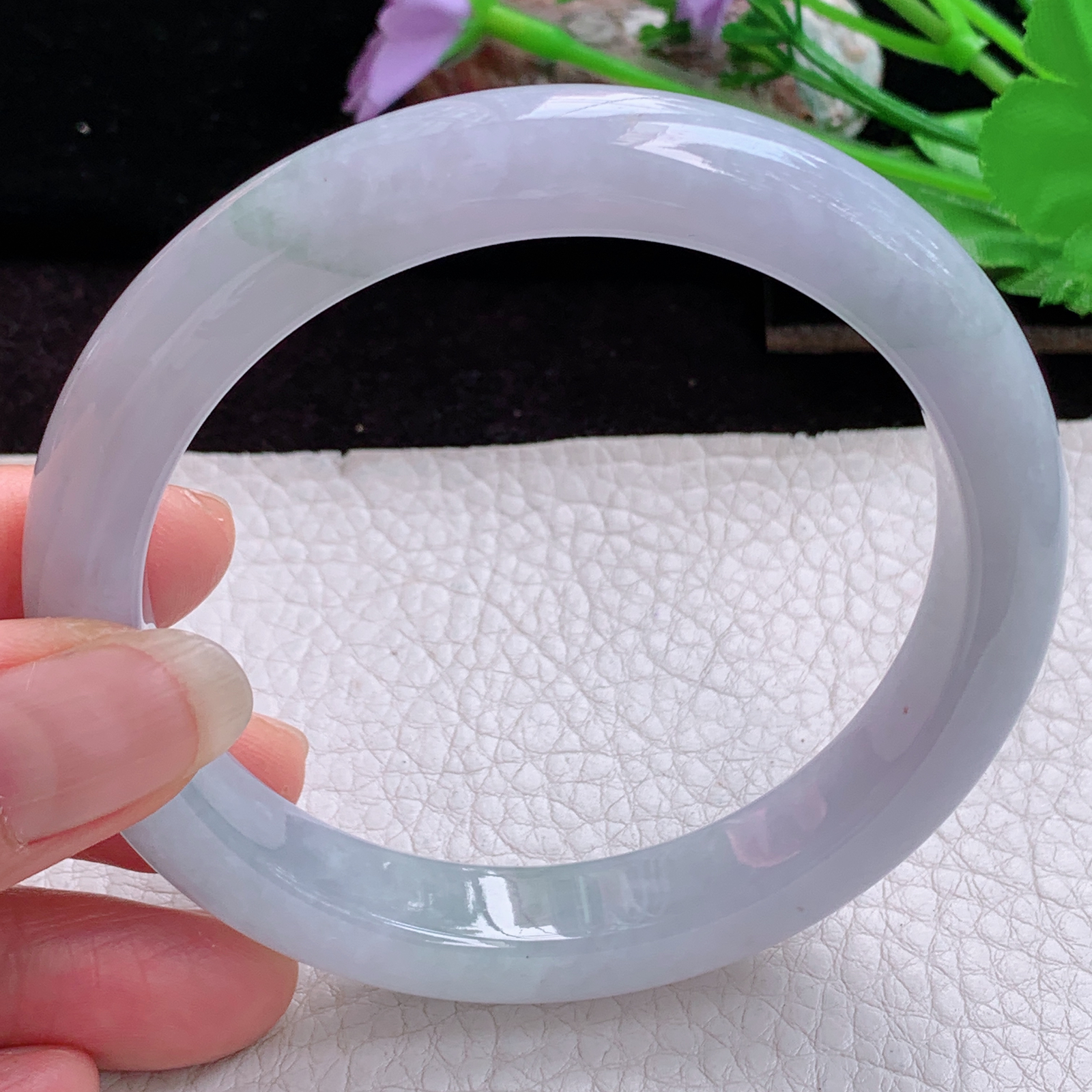 pj大圈口63*14.5*9平安镯 特色天然缅甸翡翠手镯飘花大气正圈玉镯子