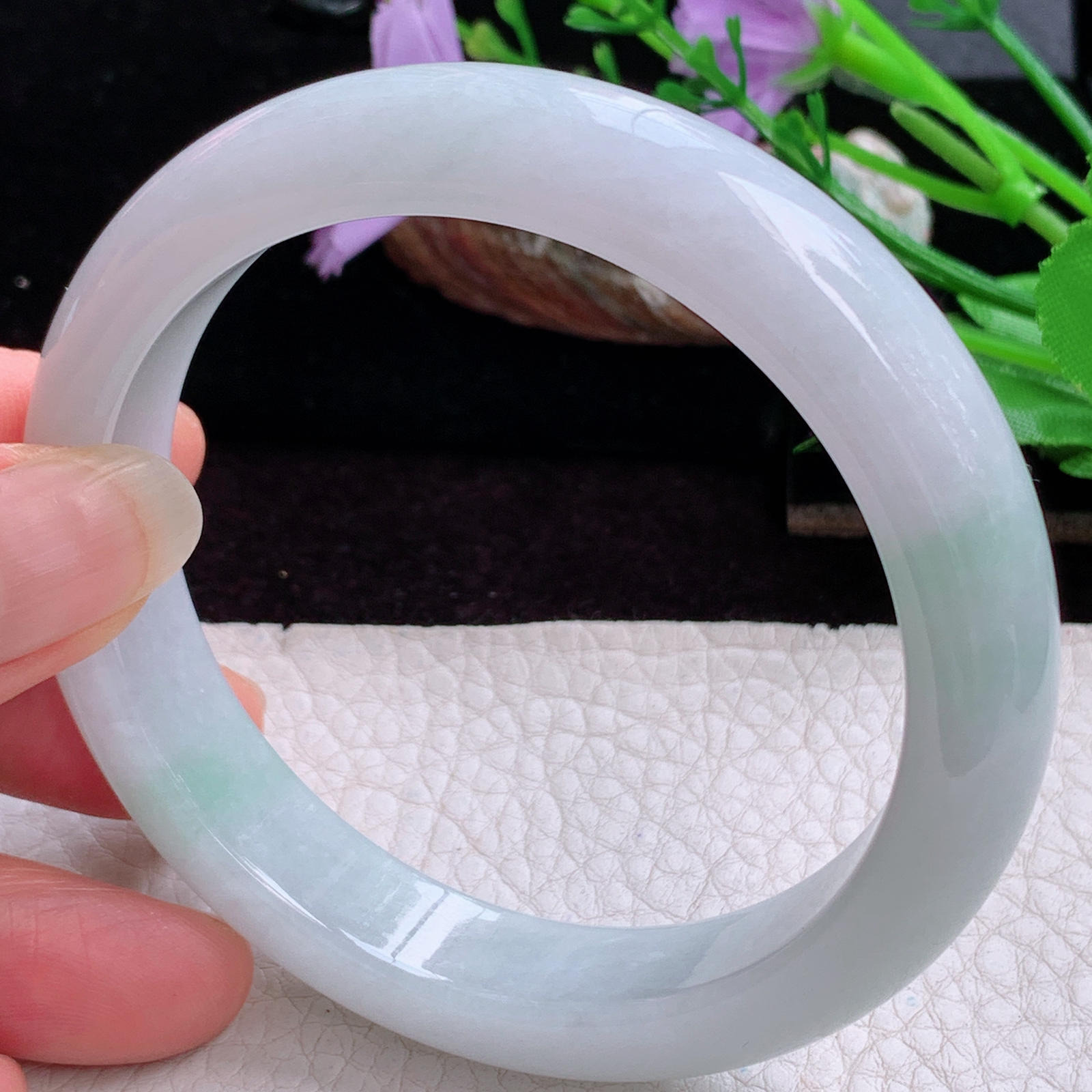 js大圈口60*12.3*8.6平安镯 天然缅甸翡翠手镯清新正圈玉镯子