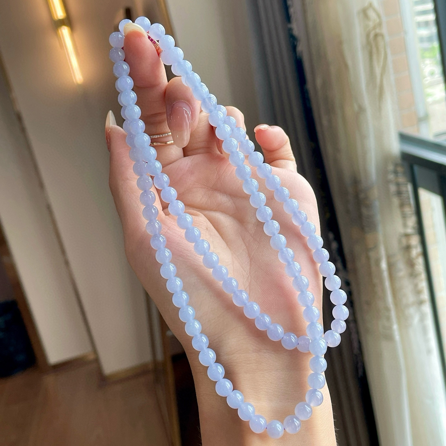 粉紫项链，紫罗兰珠链
尺寸：6.5/108颗