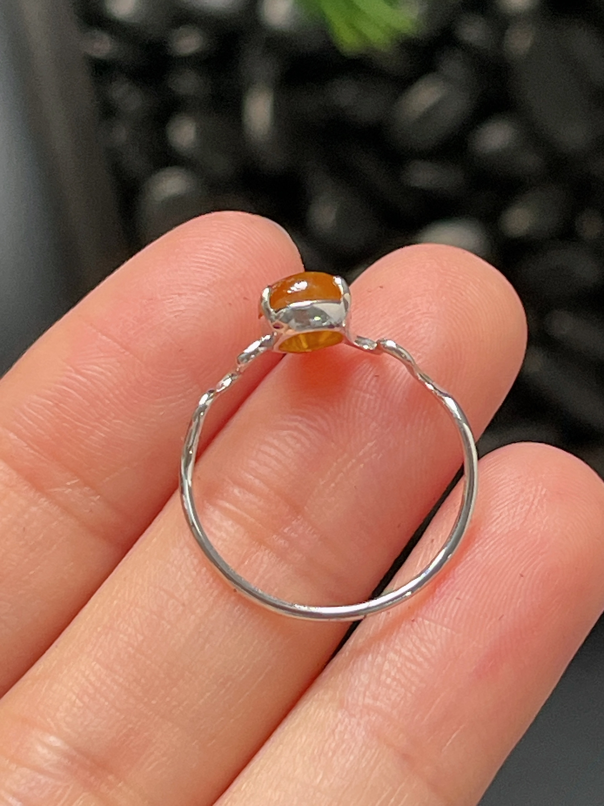 18k金黄翡水滴戒指