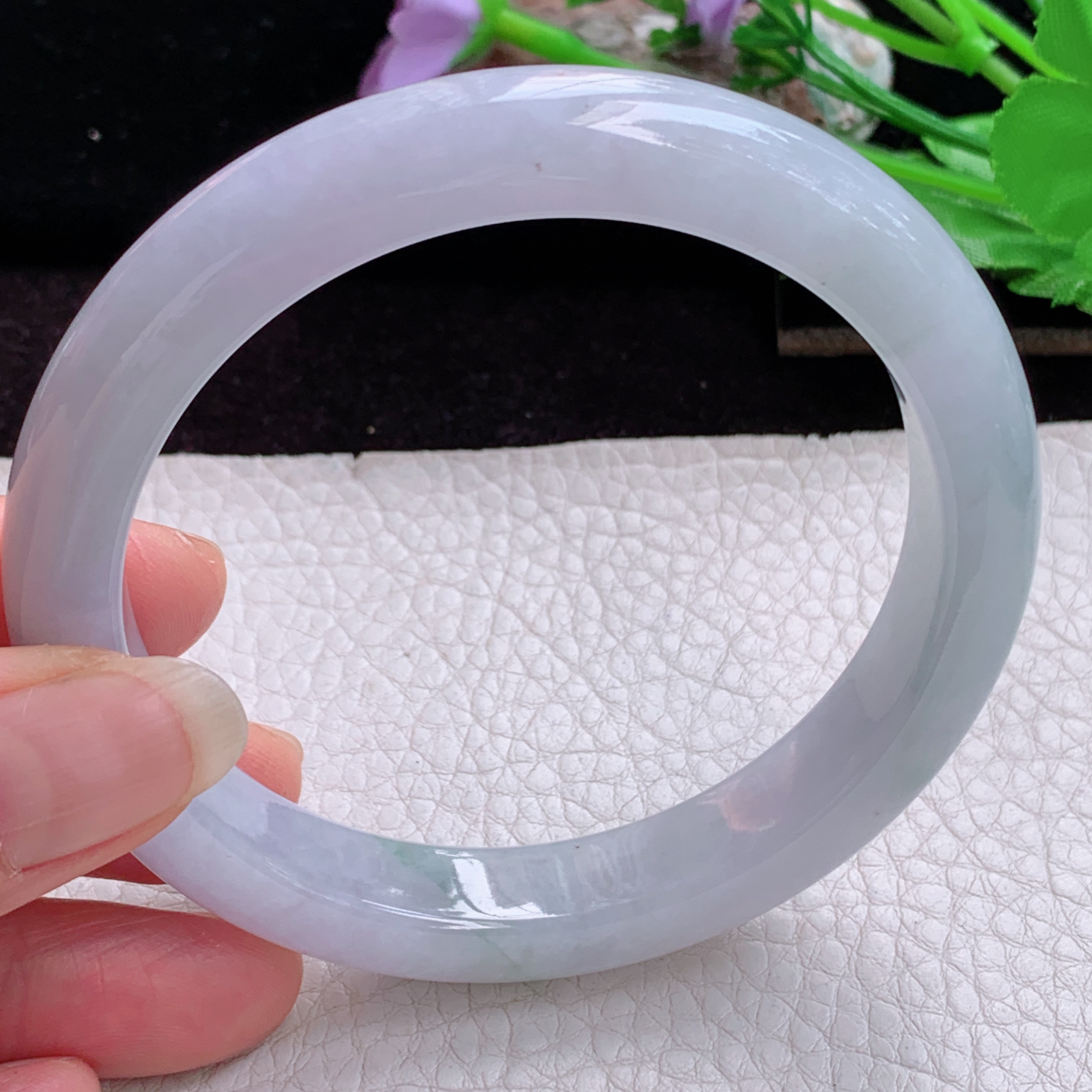 pj大圈口63*14.5*9平安镯 特色天然缅甸翡翠手镯飘花大气正圈玉镯子