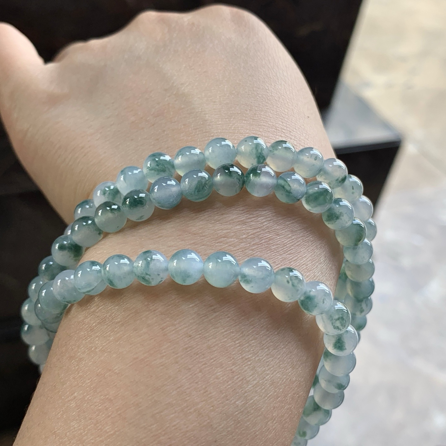 冰蓝花珠链^_^水润 飘花灵韵