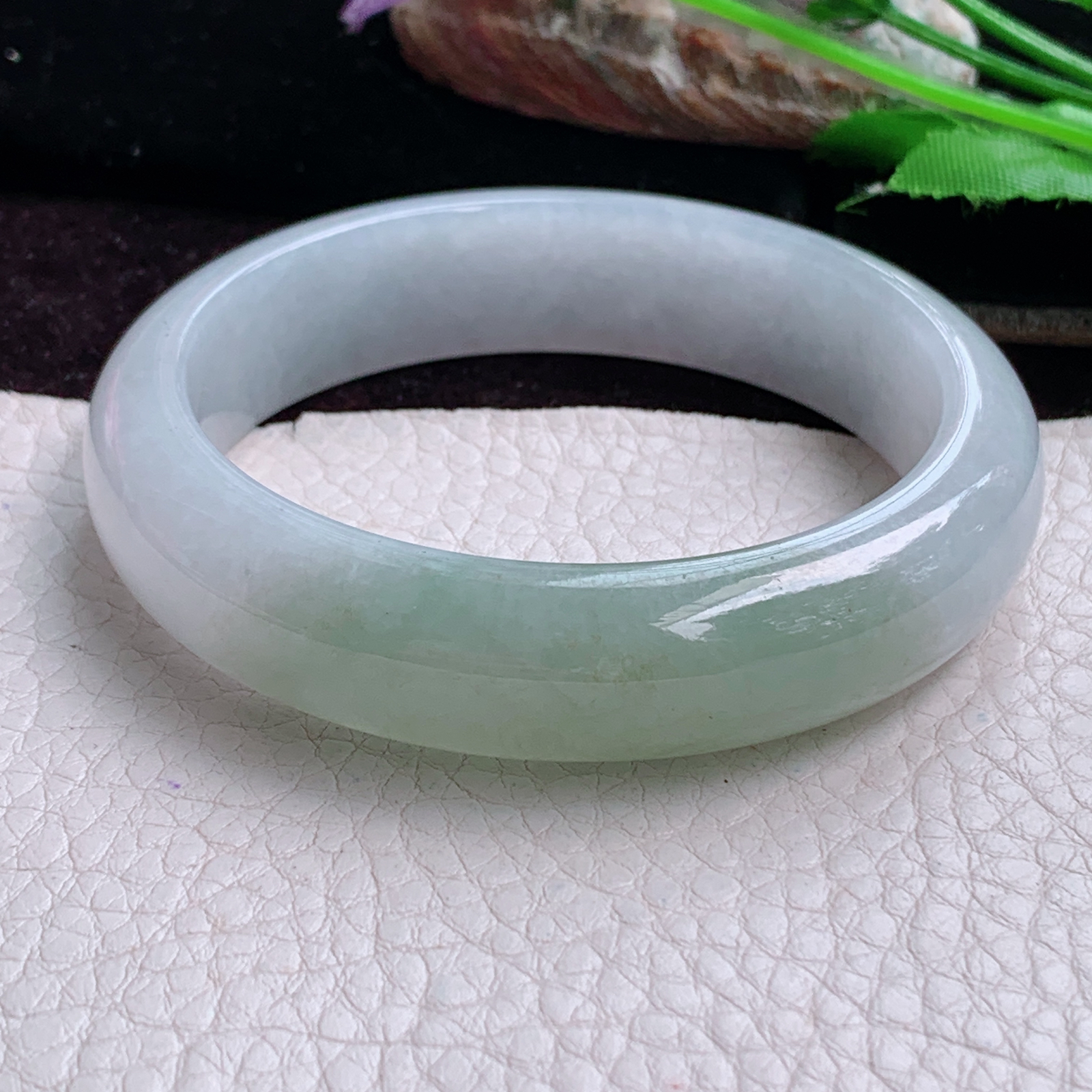 lpa实拍55*14.0*8.5招财镯 天然缅甸翡翠手镯冰润半山水正圈玉镯子