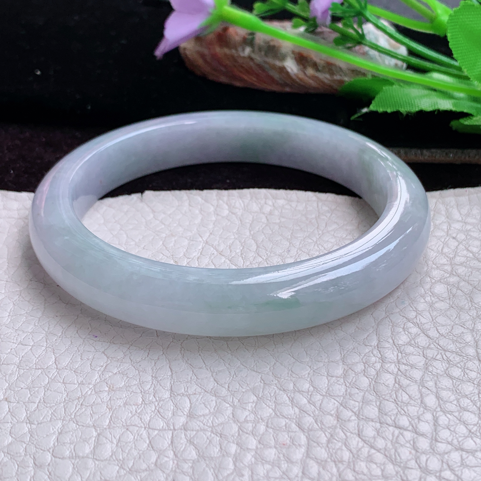 pj大圈口63*14.5*9平安镯 特色天然缅甸翡翠手镯飘花大气正圈玉镯子