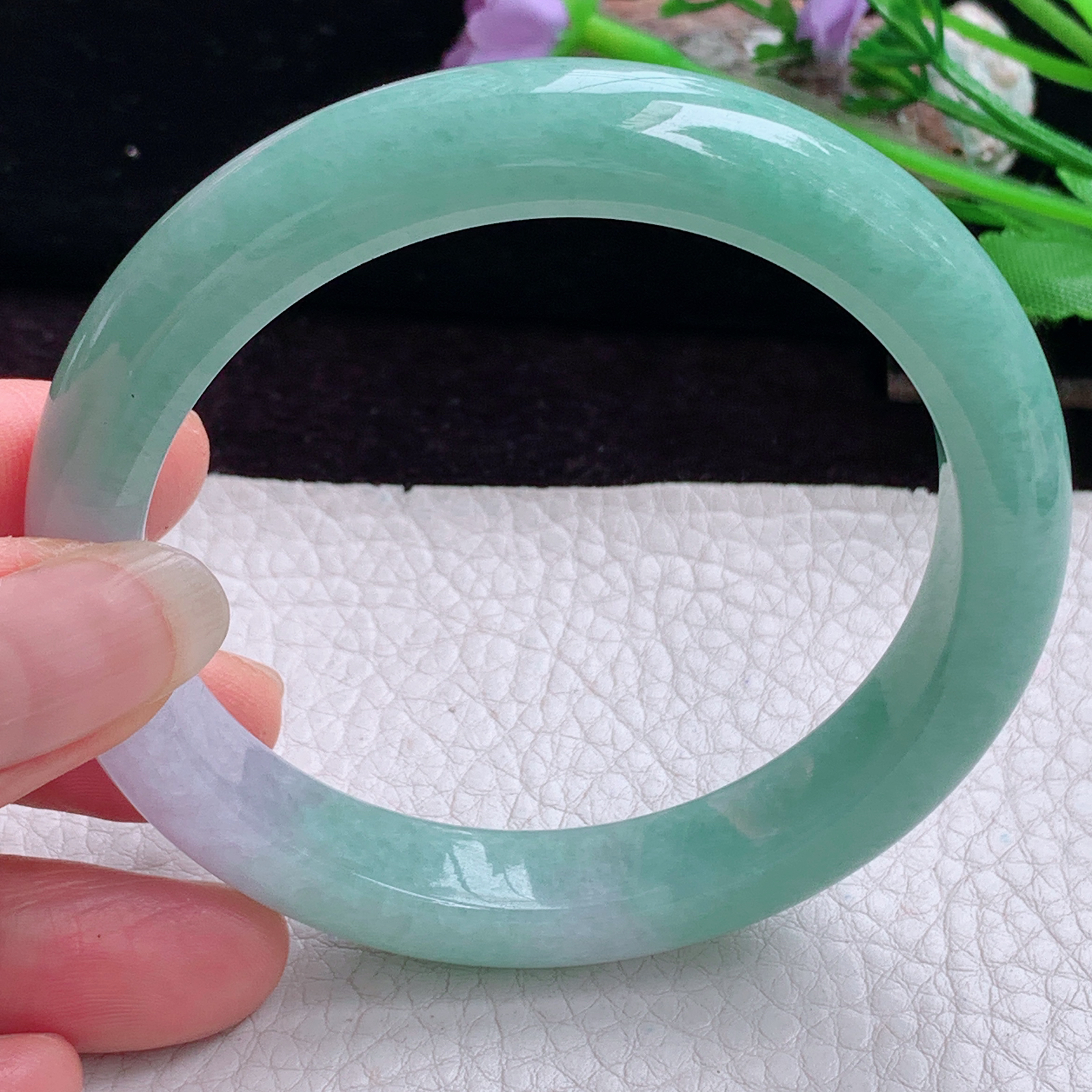 mq大圈口59*11*9平安镯 天然缅甸翡翠手镯双彩正圈玉镯子