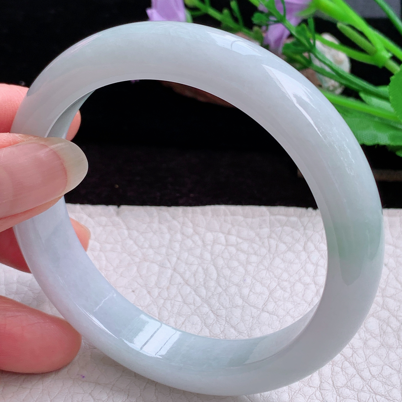 js大圈口60*12.3*8.6平安镯 天然缅甸翡翠手镯清新正圈玉镯子