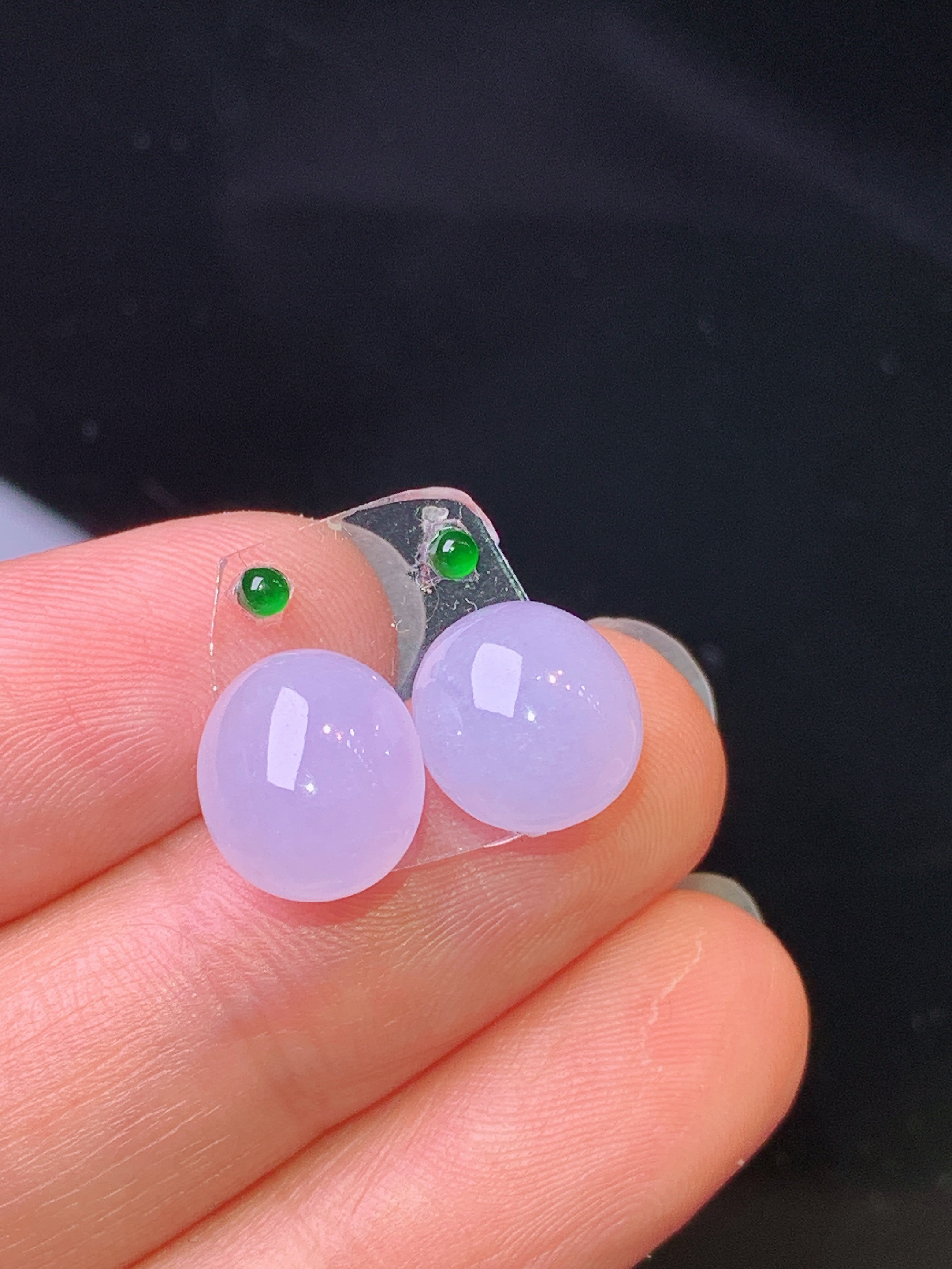 镶嵌款 紫罗兰蛋面一对 玉质细腻 色泽艳丽清新 水润亮眼 整体尺寸10*8.8*5.3*2x