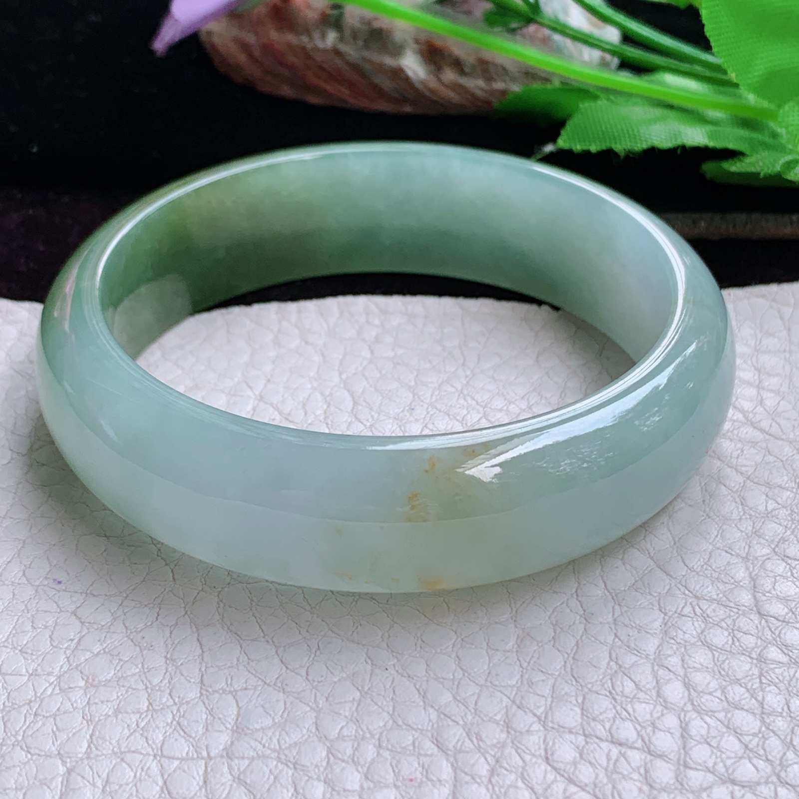 js大圈口60*16.8*7.5招财轮胎镯 天然缅甸翡翠手镯散金花冰双彩正圈玉镯子