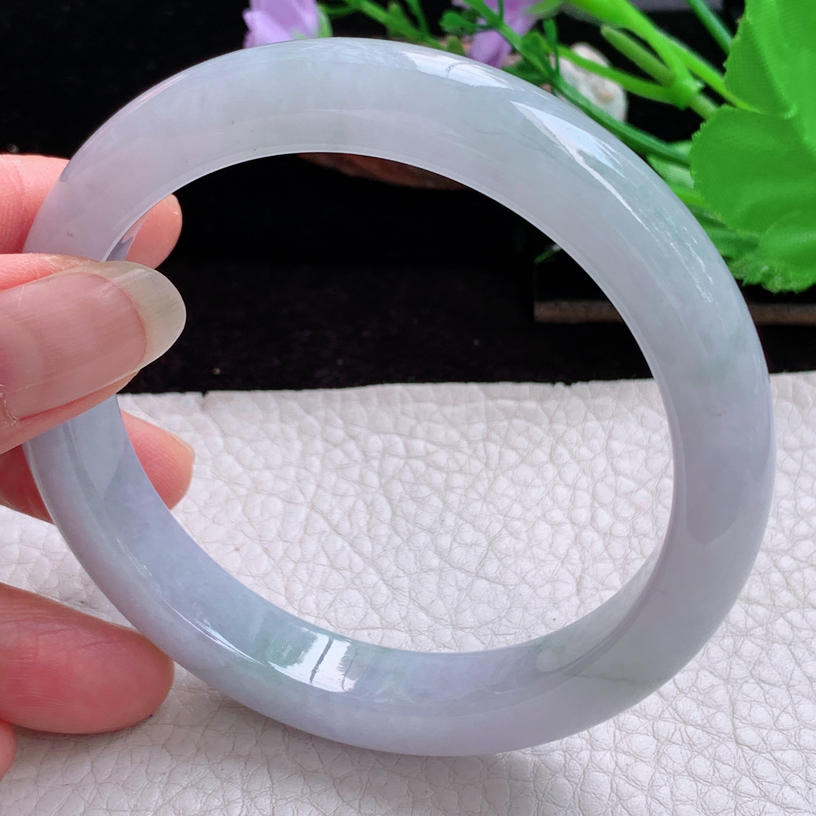 pj大圈口63*14.5*9平安镯 特色天然缅甸翡翠手镯飘花大气正圈玉镯子