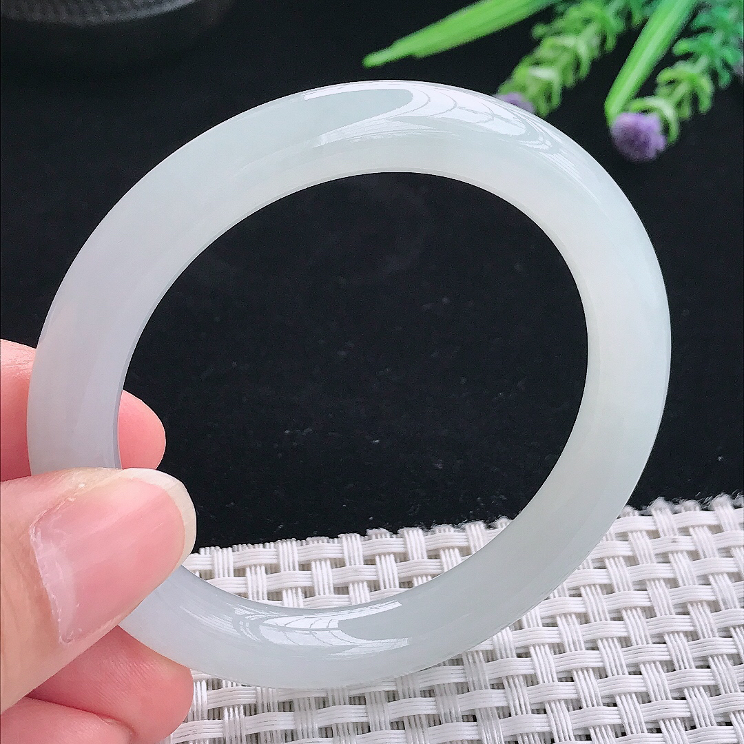 实拍A货翡翠54/9.3/9.2老坑冰胶果冻冰晴圆条手镯翡翠玉镯手环