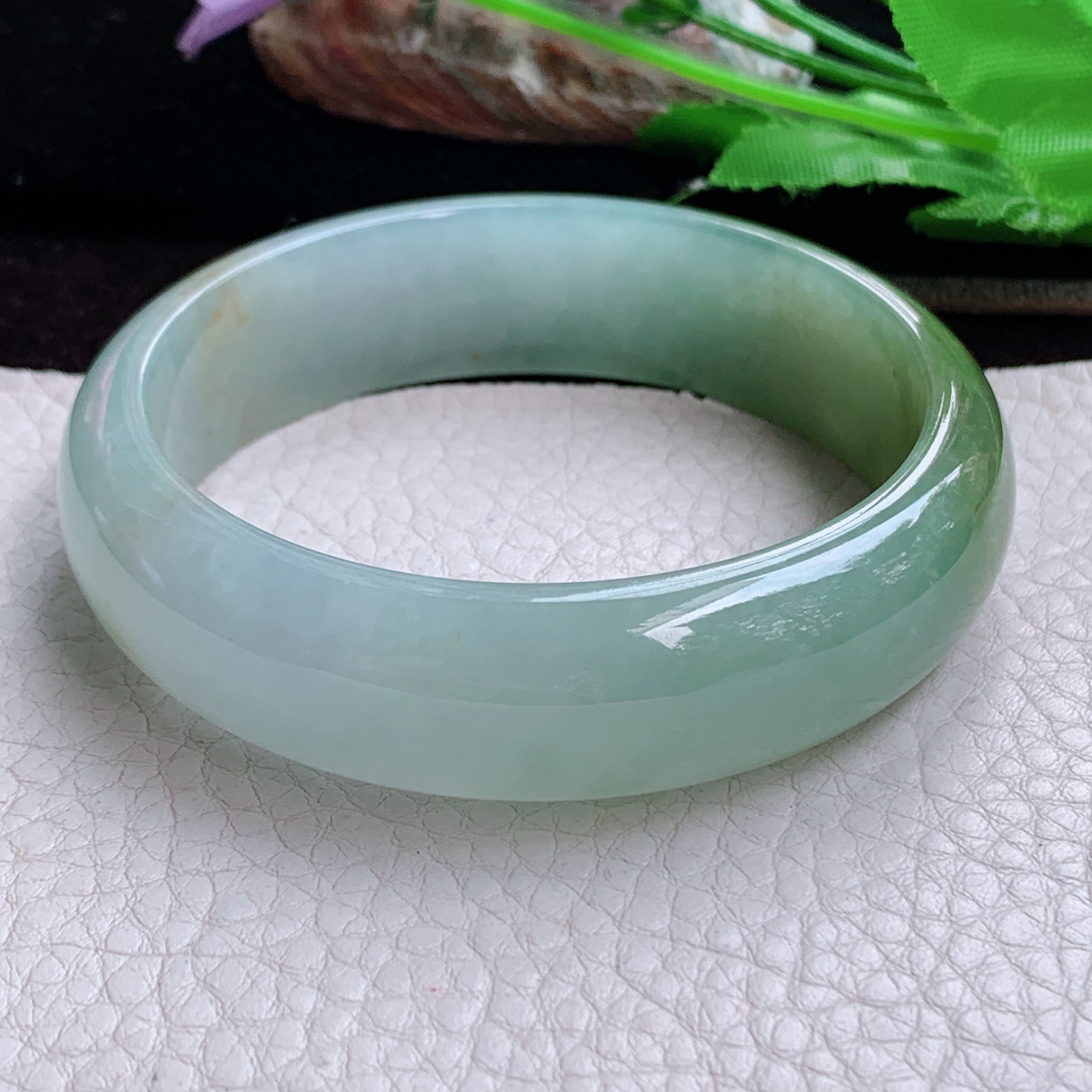 js大圈口60*16.8*7.5招财轮胎镯 天然缅甸翡翠手镯散金花冰双彩正圈玉镯子