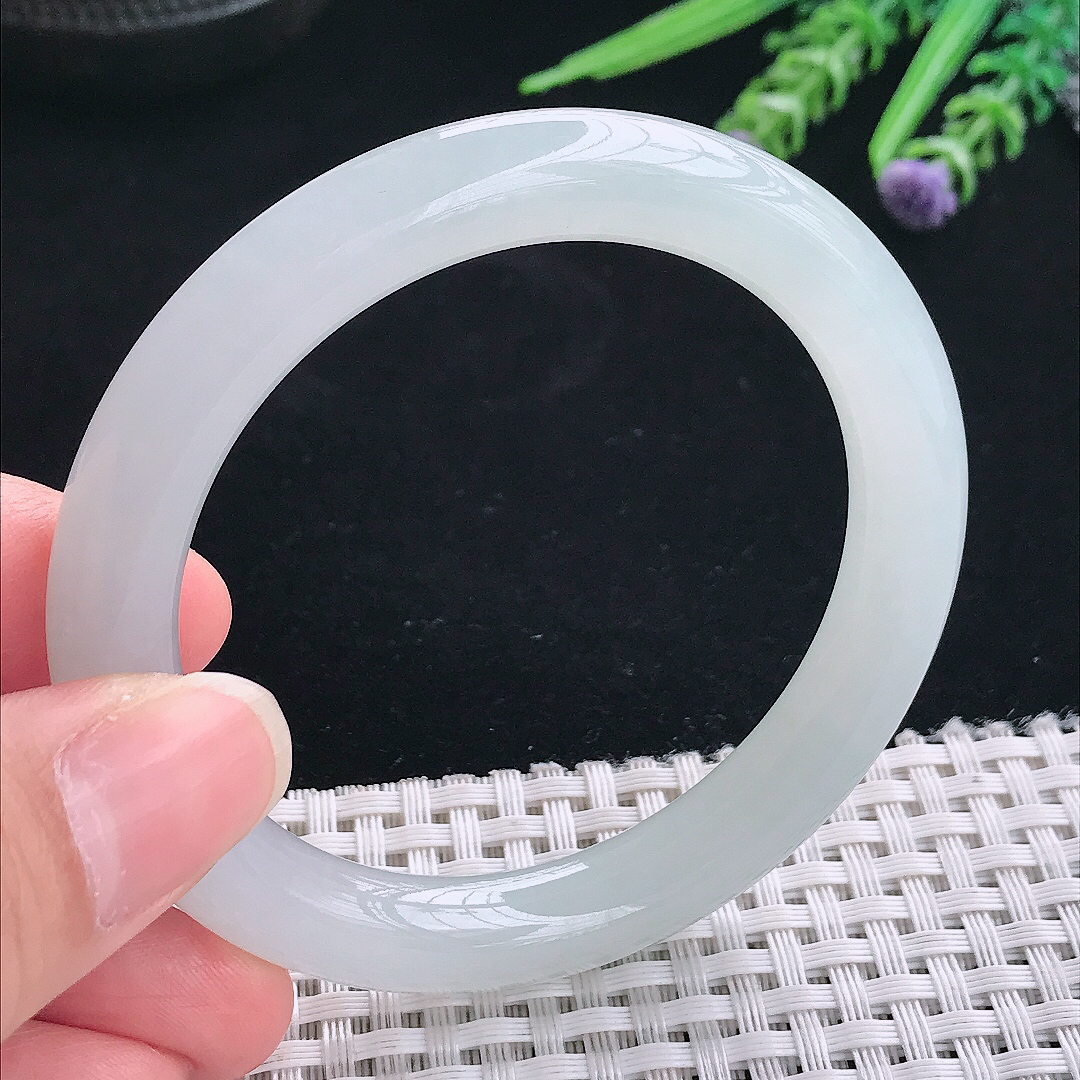 实拍A货翡翠54/9.3/9.2老坑冰胶果冻冰晴圆条手镯翡翠玉镯手环