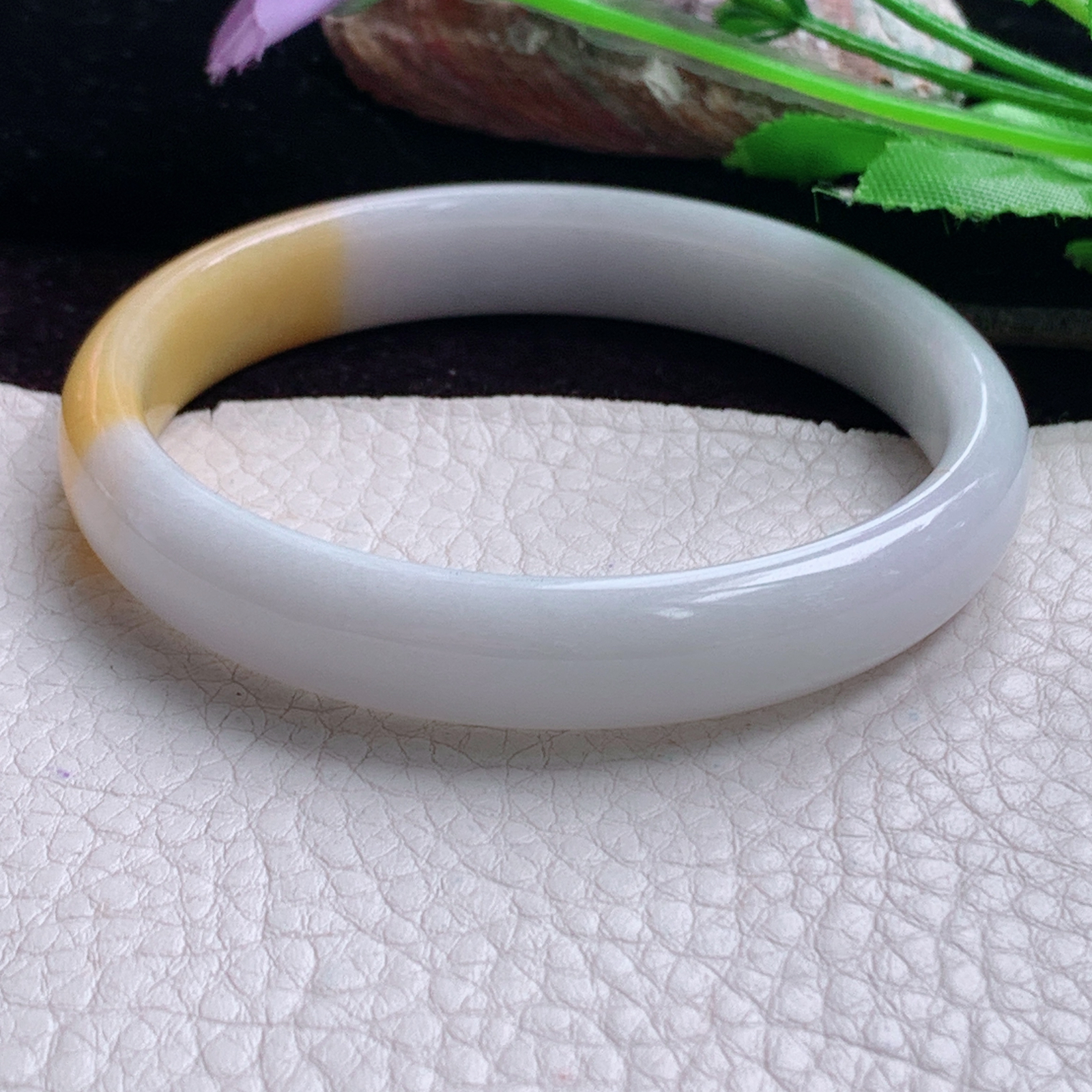 mq大圈口60*11.5*6.2招财镯 天然缅甸翡翠手镯双彩水润正圈玉镯子