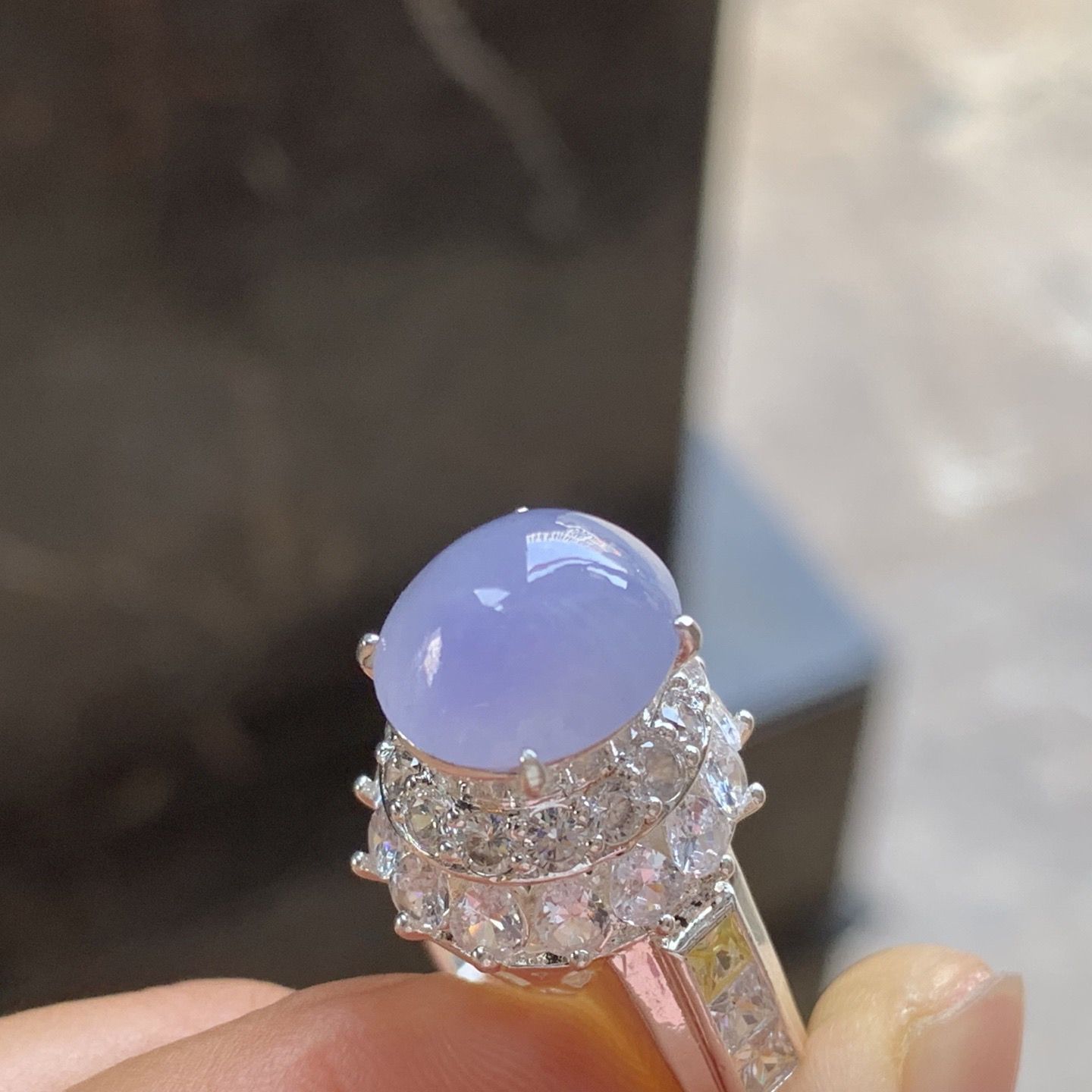 紫罗兰戒面 颜色漂亮 铜托