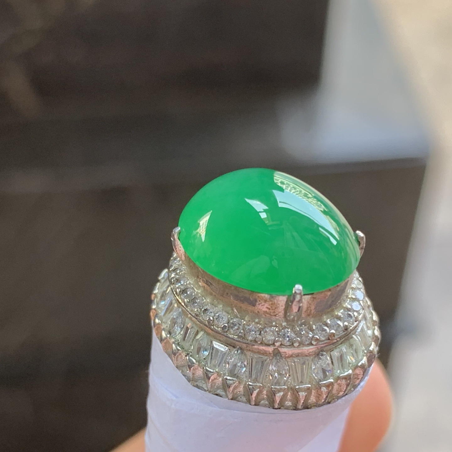 满色戒面 颜色漂亮 水润 饱满 铜托