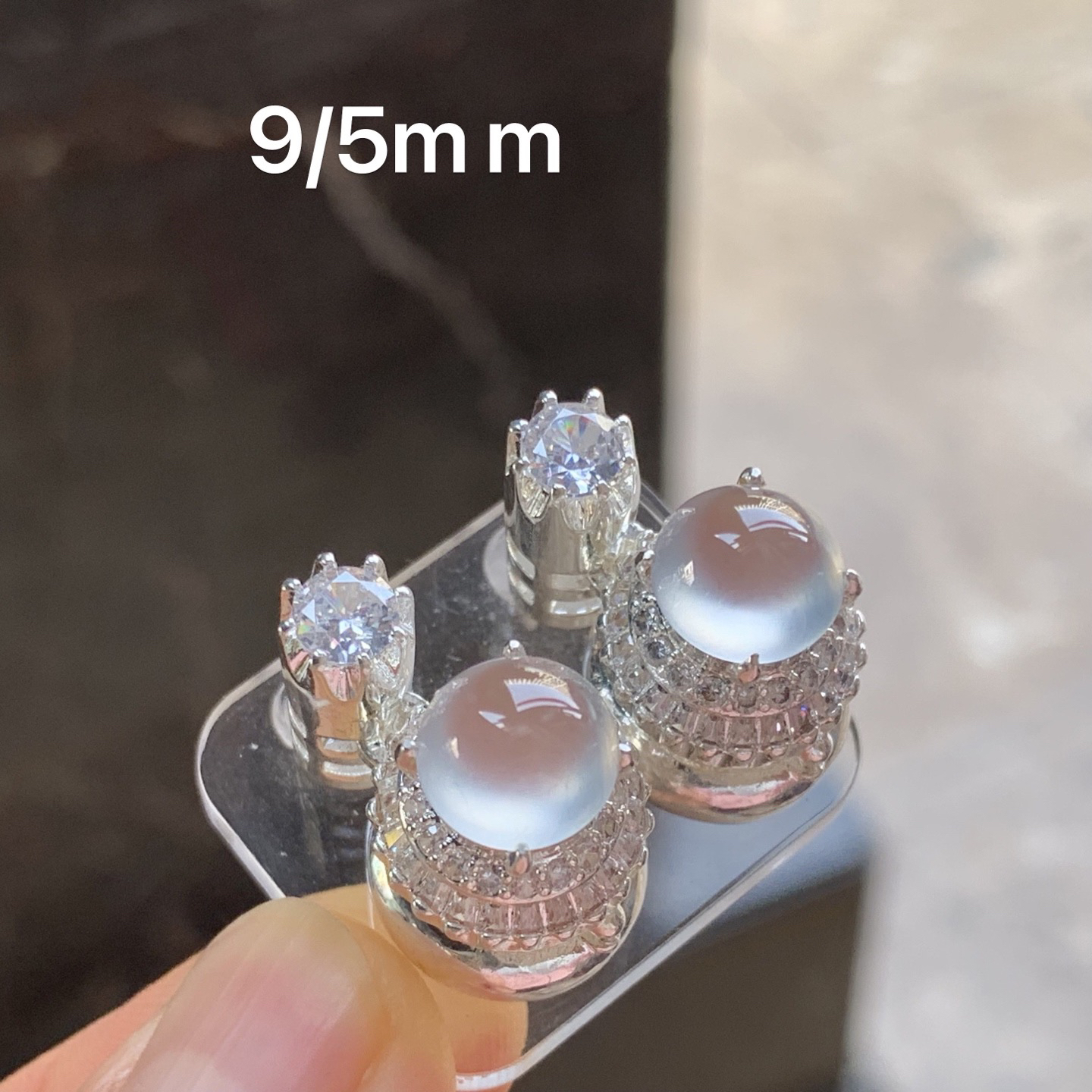 白冰戒面 冰透起光 饱满 铜托