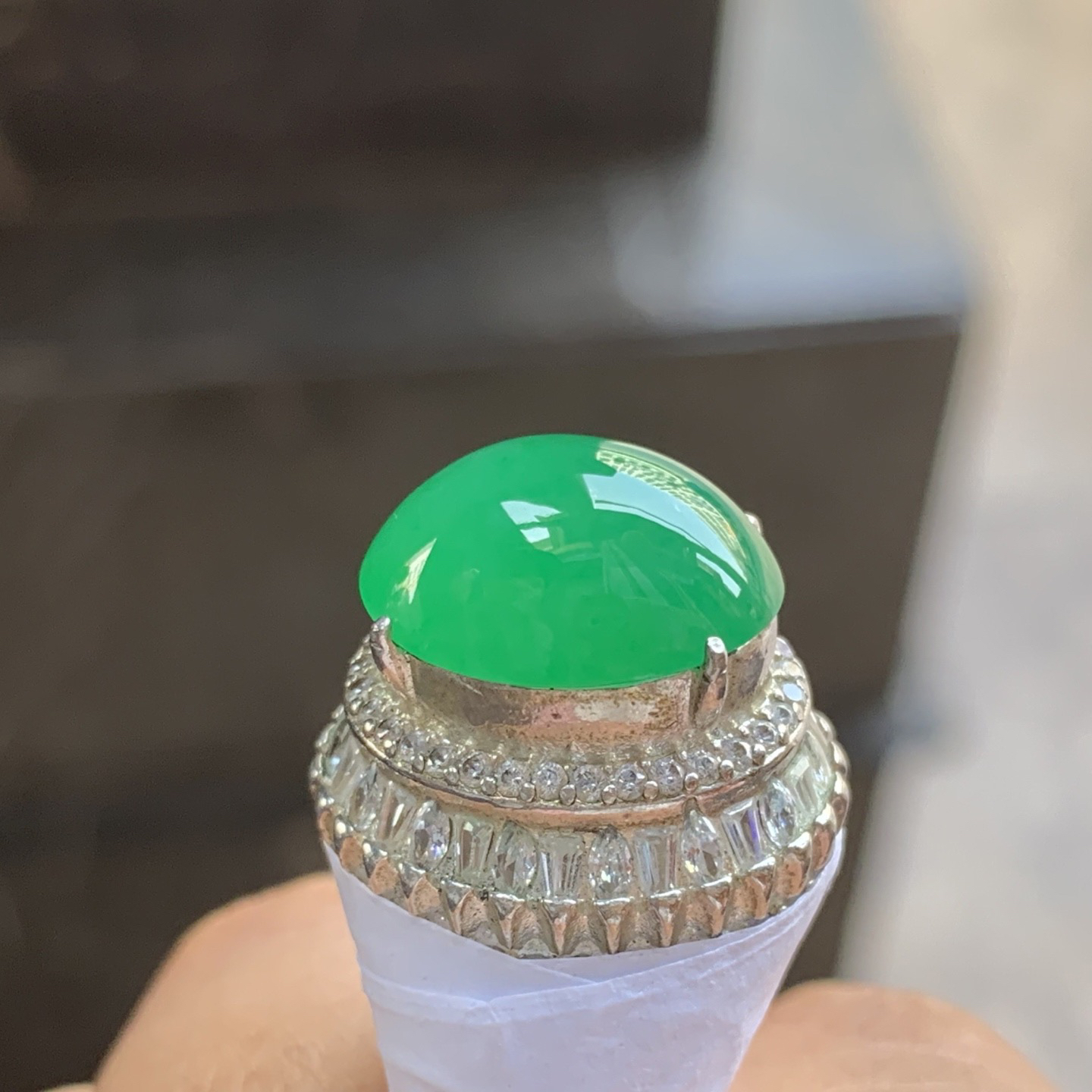 满色戒面 颜色漂亮 水润 饱满 铜托