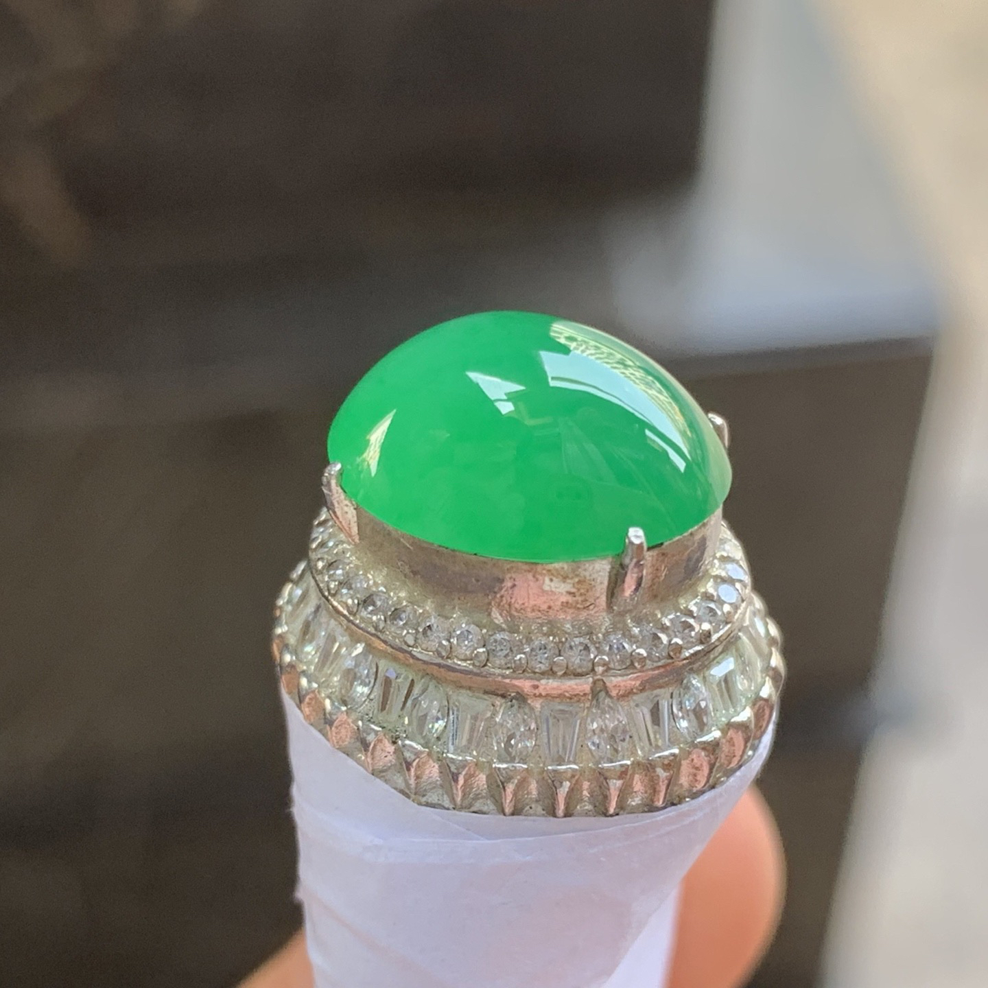 满色戒面 颜色漂亮 水润 饱满 铜托