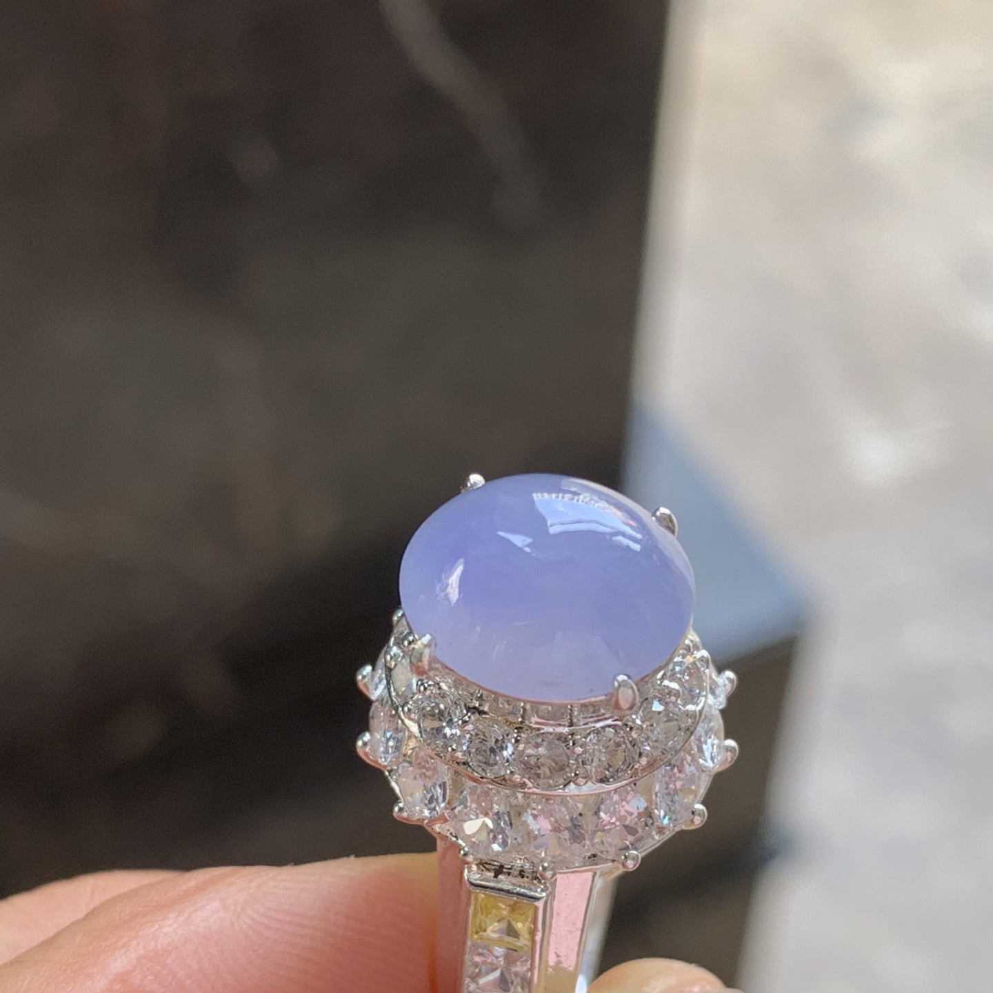 紫罗兰戒面 颜色漂亮 铜托