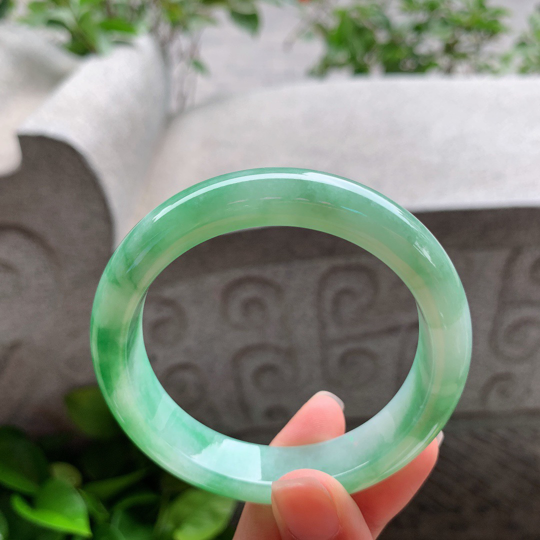 圈口55.3-12.6-8.6 【芙蓉绿正圈手镯】正圈55 56可戴