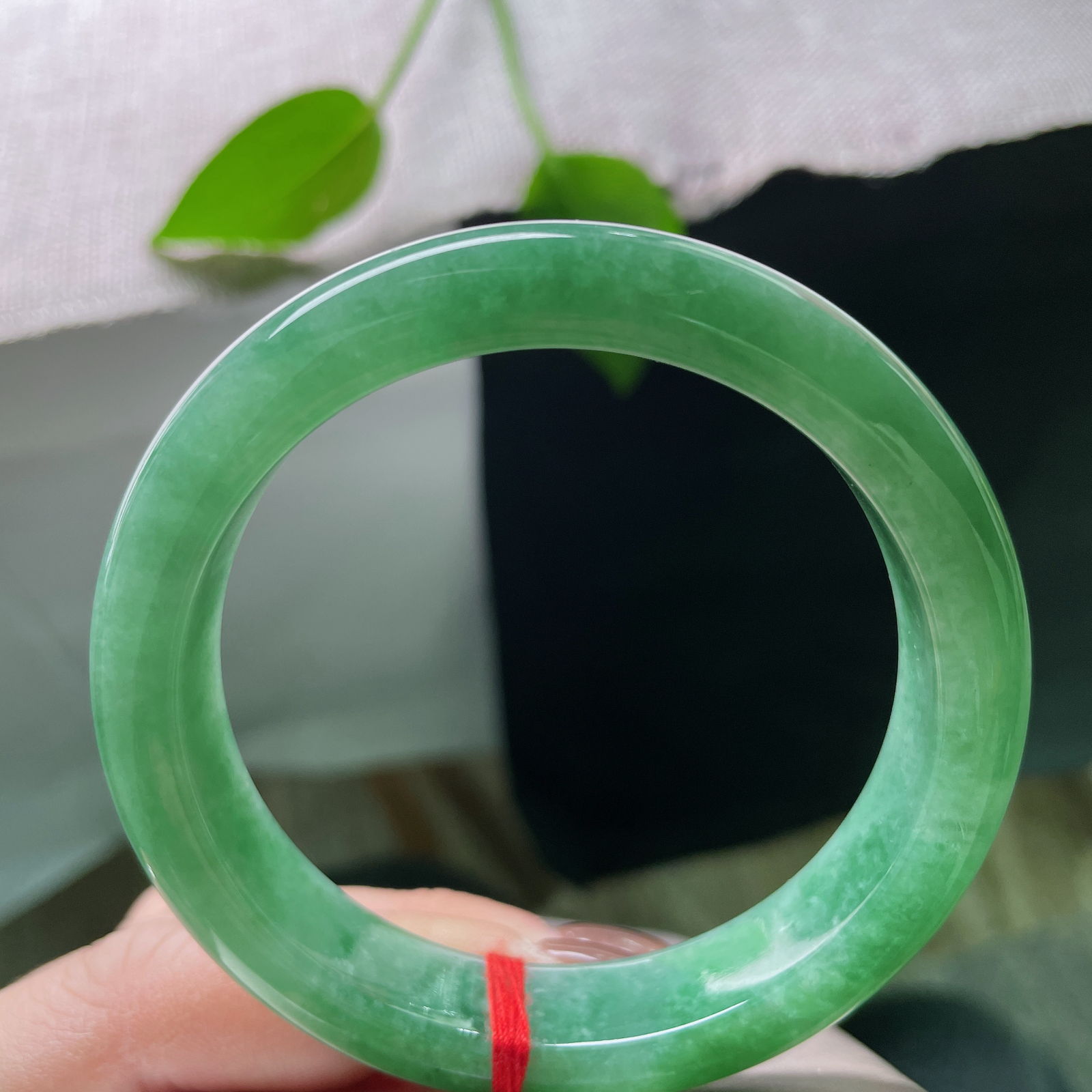 56.1/12/8.3，满绿正圈，颜色鲜艳夺目，佩戴富贵吉祥，种老细润。