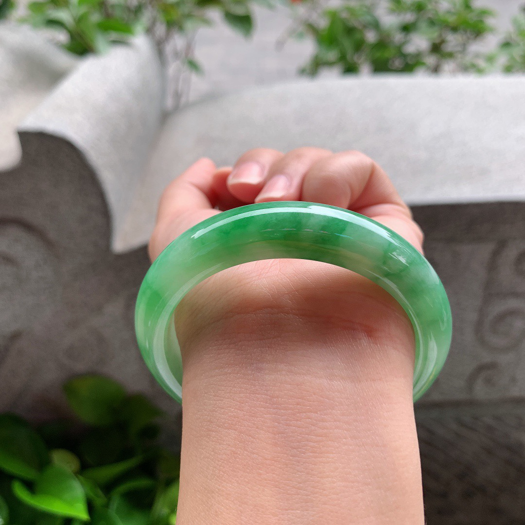 圈口55.3-12.6-8.6 【芙蓉绿正圈手镯】正圈55 56可戴