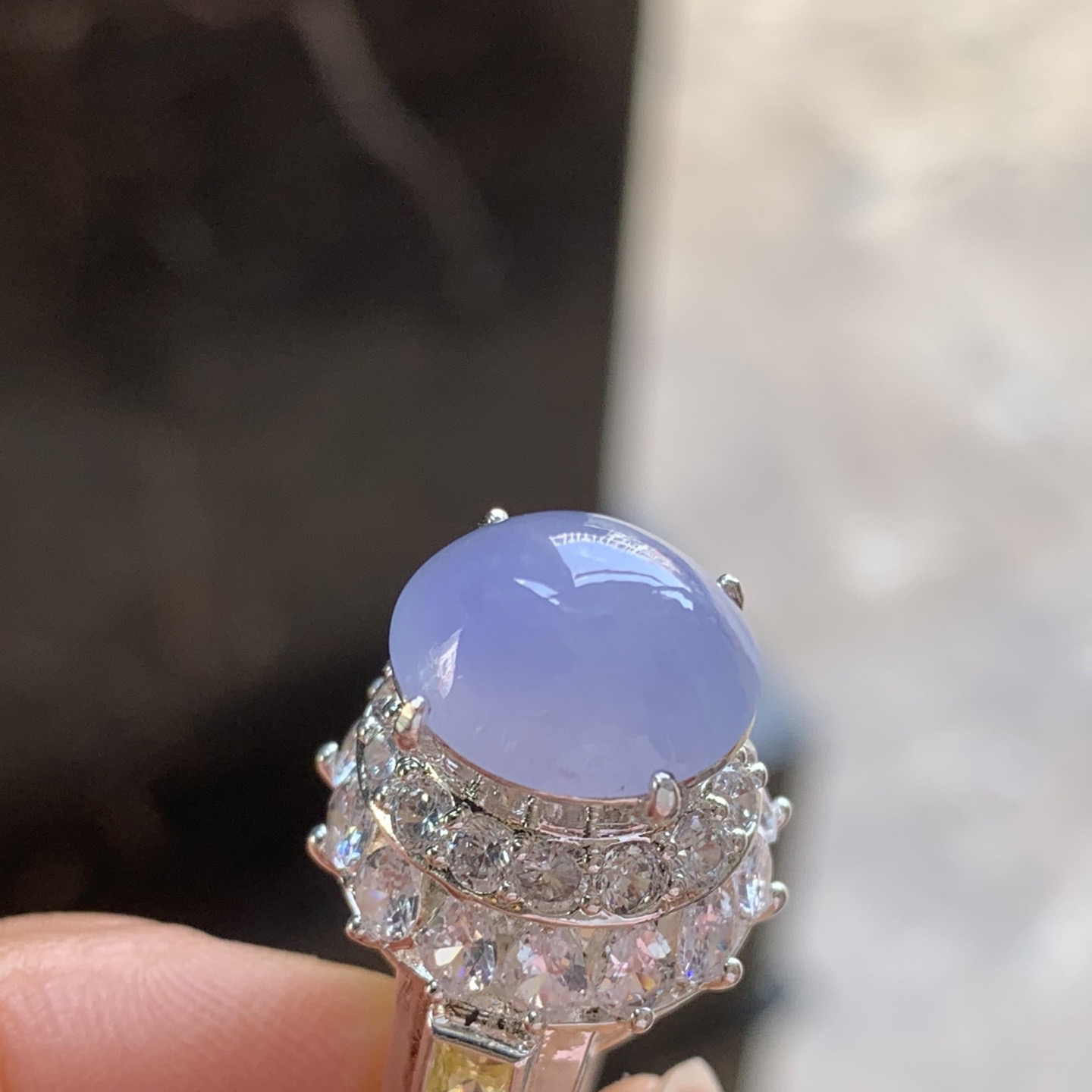 紫罗兰戒面 颜色漂亮 铜托