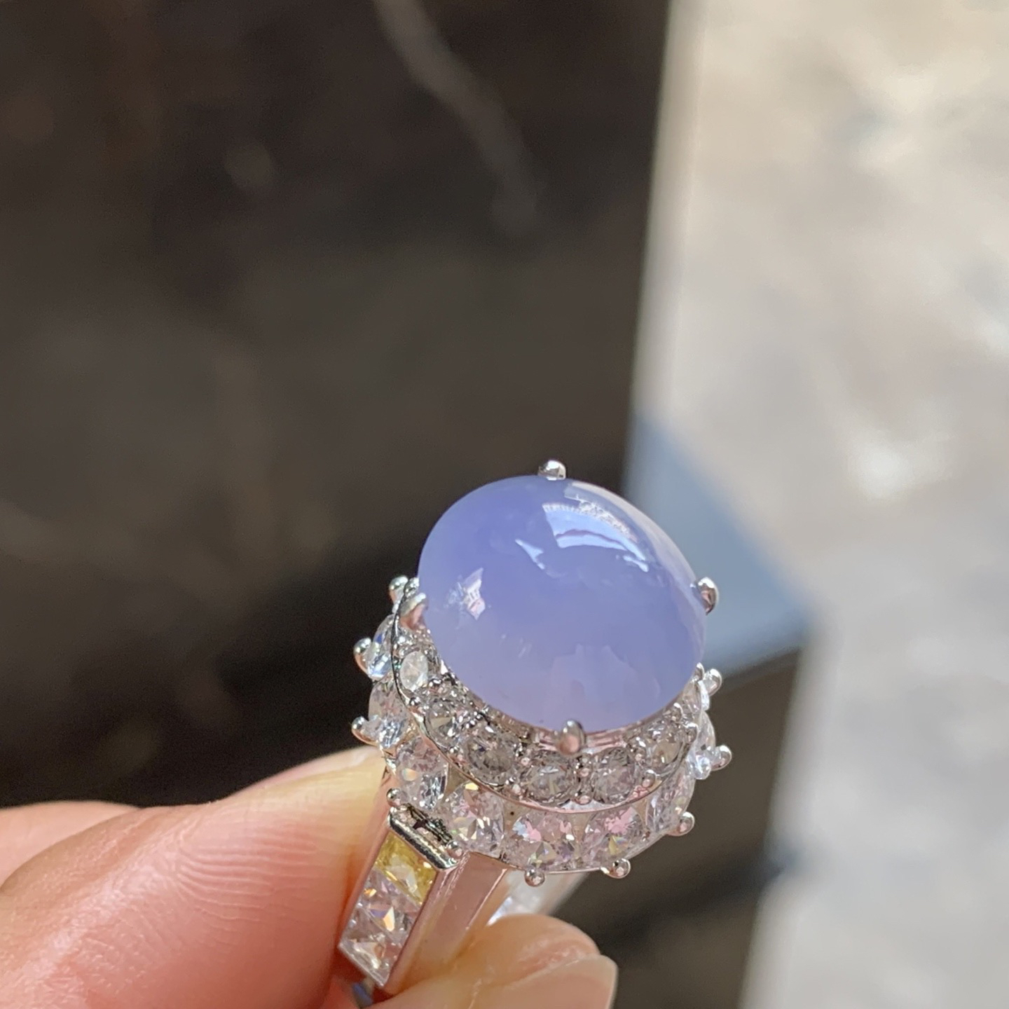 紫罗兰戒面 颜色漂亮 铜托