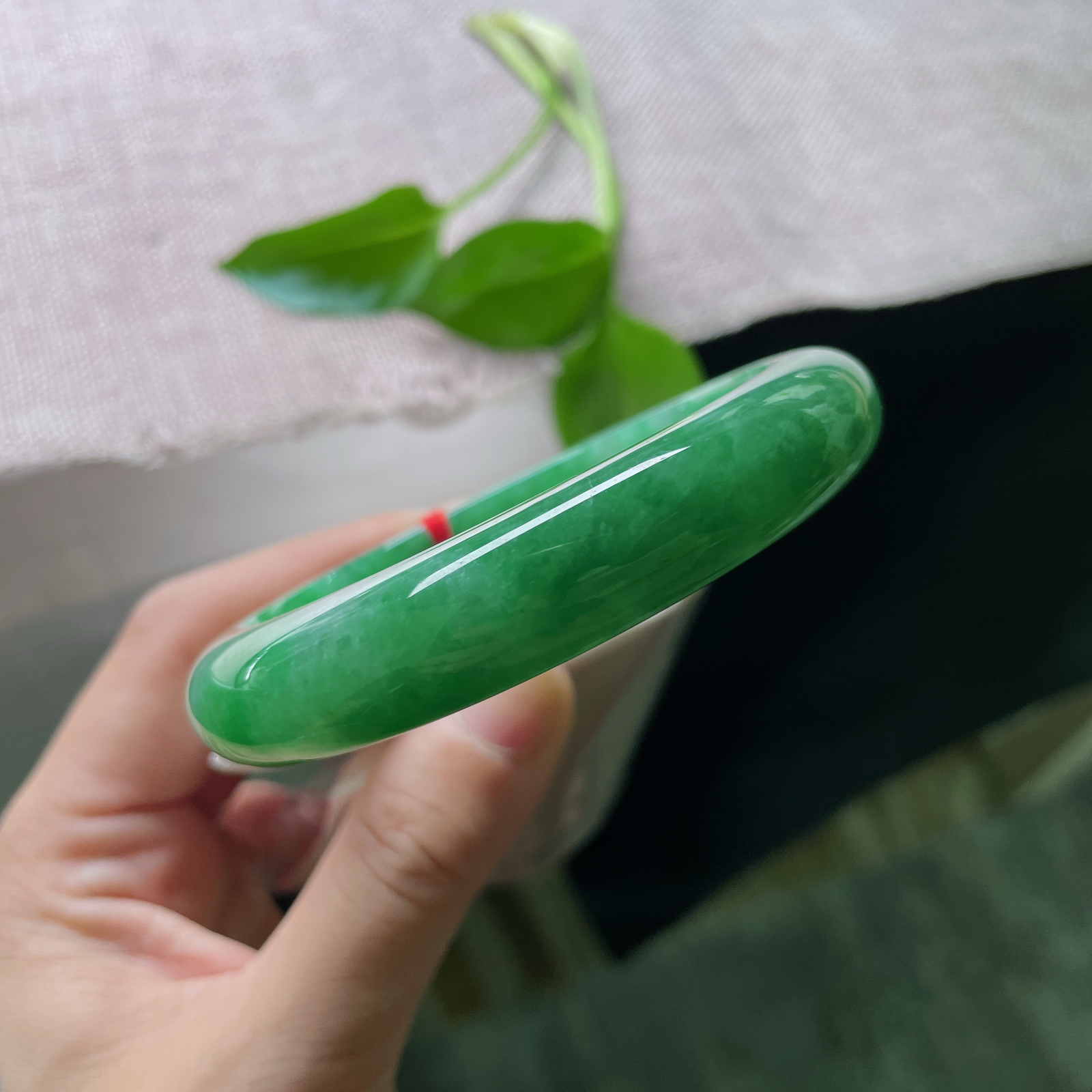 61.1/13.5/9.2，满绿正圈，大圈口，绿意流转。举手投足间，都是东方美学的温柔。皮纹