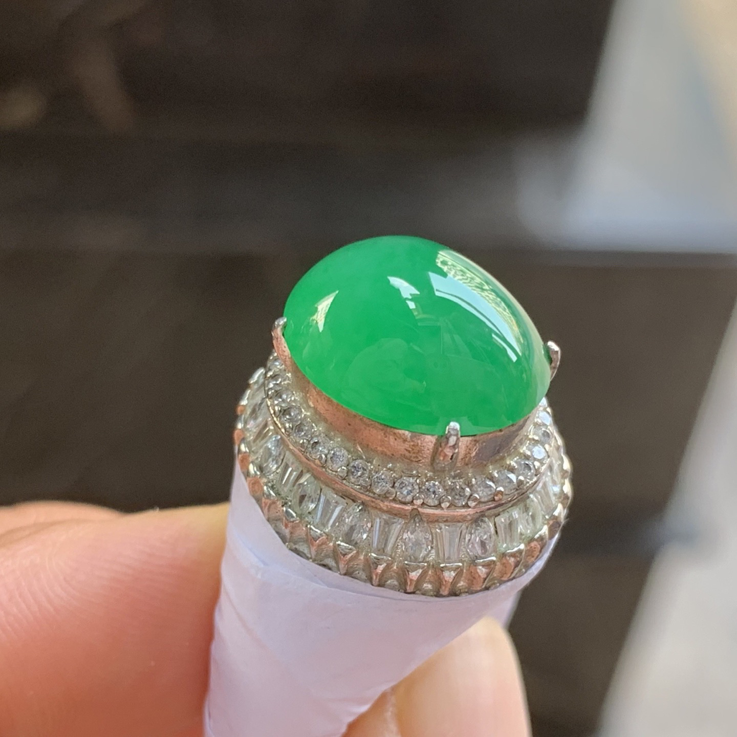 满色戒面 颜色漂亮 水润 饱满 铜托