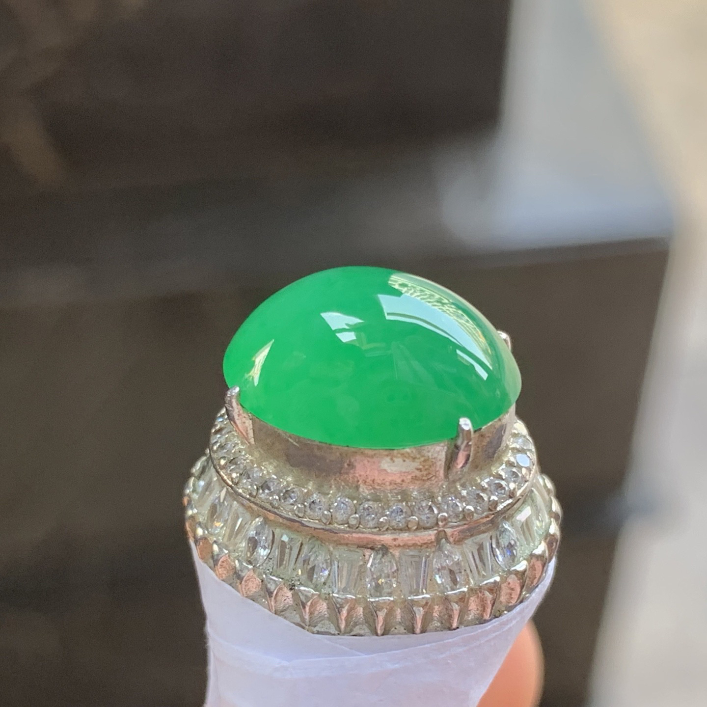 满色戒面 颜色漂亮 水润 饱满 铜托