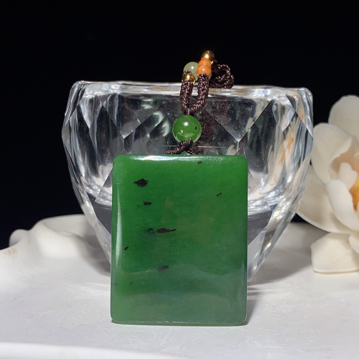 和田玉阳绿俄罗斯碧玉佛引福来挂件 尺寸34/27/10重24克 玉质细腻油润 底色纯净 脂粉好，品质好。lt260325