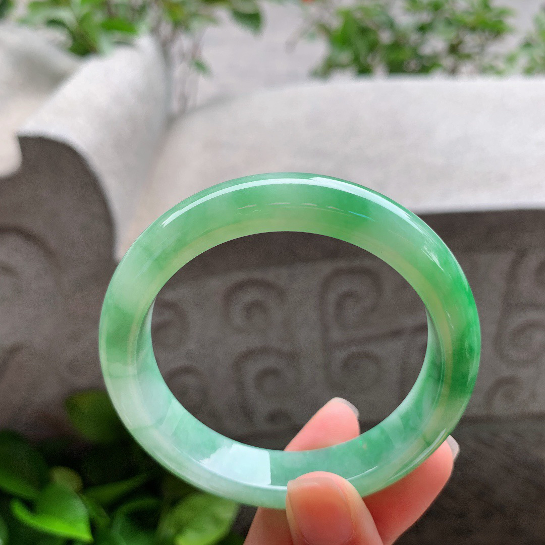 圈口55.3-12.6-8.6 【芙蓉绿正圈手镯】正圈55 56可戴