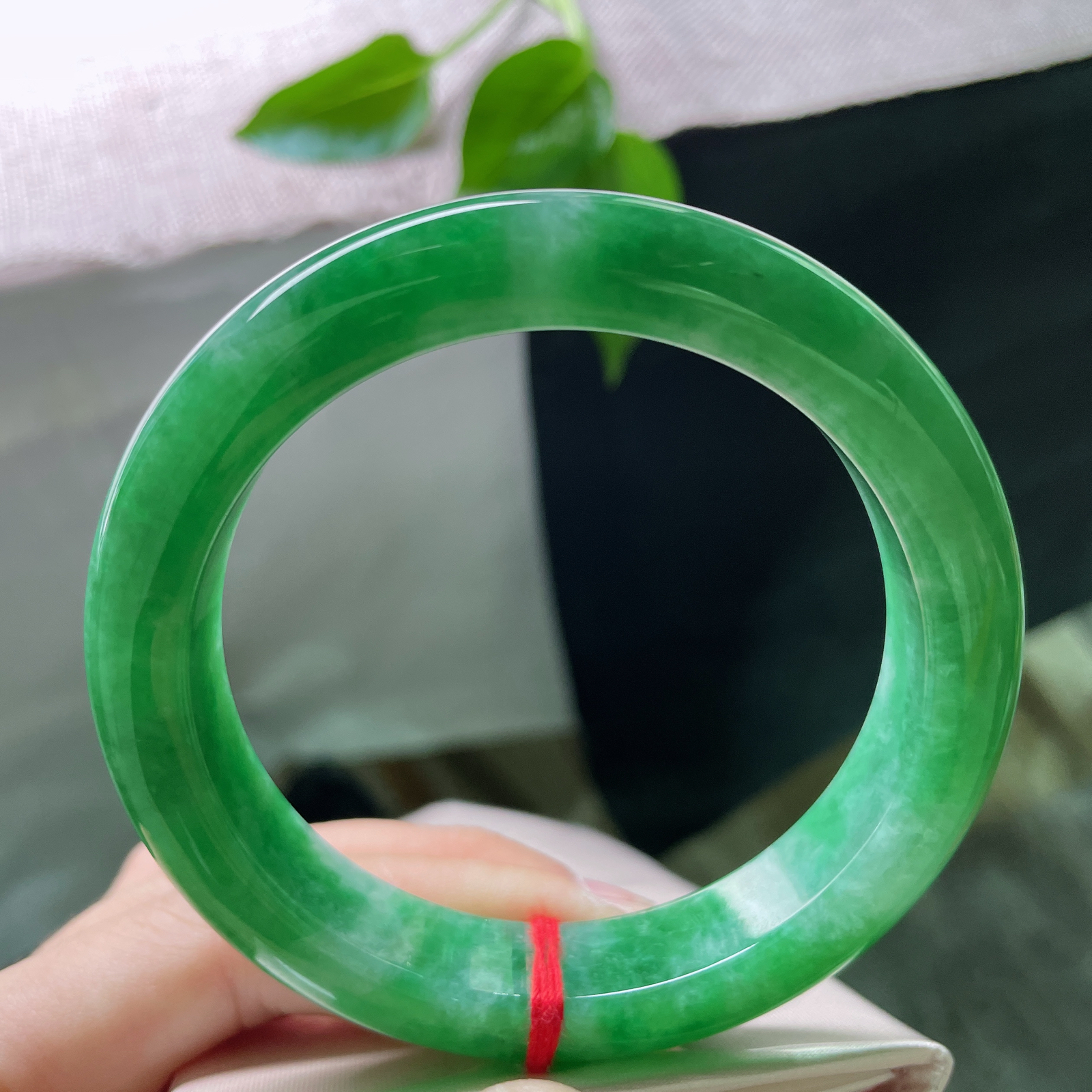 61.1/13.1/10，满绿正圈，大圈口，种老肉细，底色均匀醇厚，是东方美玉的底色与底气。一点皮纹