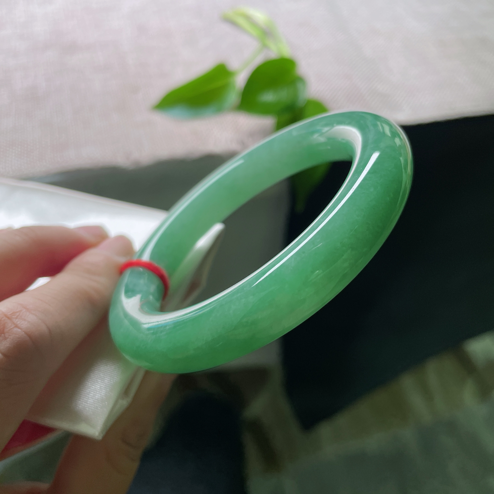 55.4/11.8，满绿圆条，瑰丽，藏一片春水在底，衬得浮翠愈发灵动。无纹裂