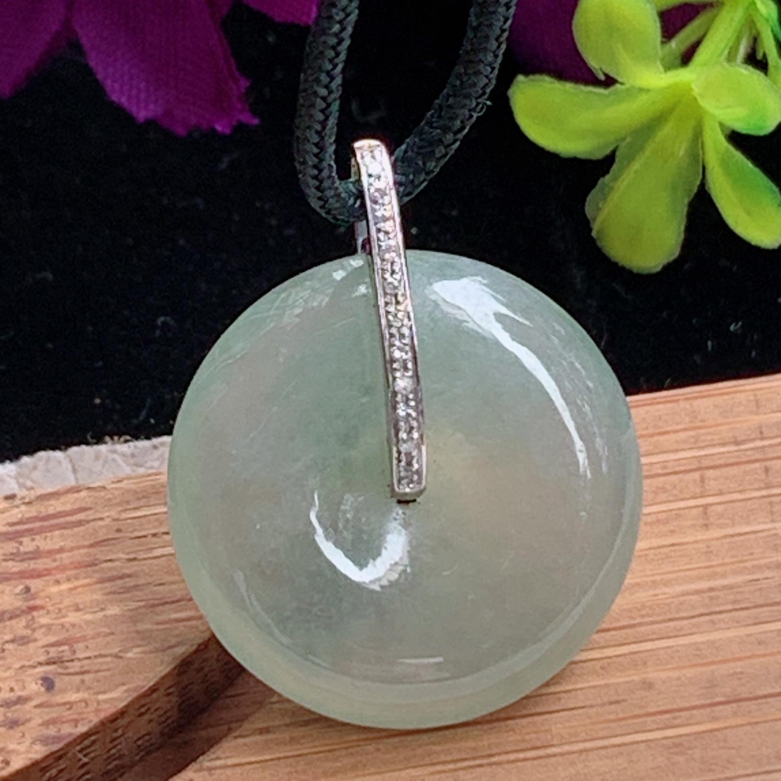 zz3实拍25*20.5*5缅甸翡翠冰糖雪梨小平安扣吊坠 镶金宝宝平安锁骨坠