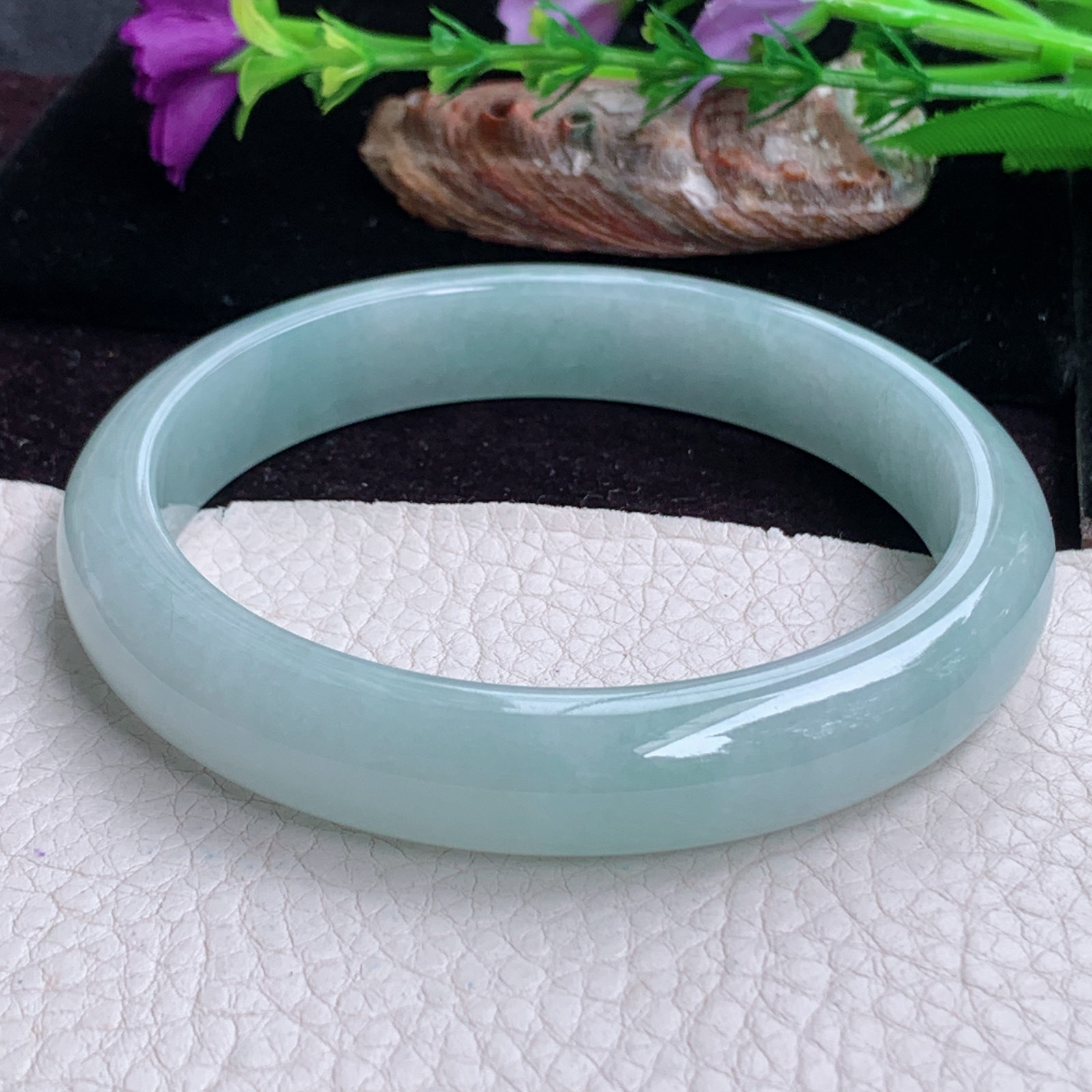 pj大圈口66*12.8*8.5平安镯 天然缅甸翡翠手镯晴水正圈玉镯子