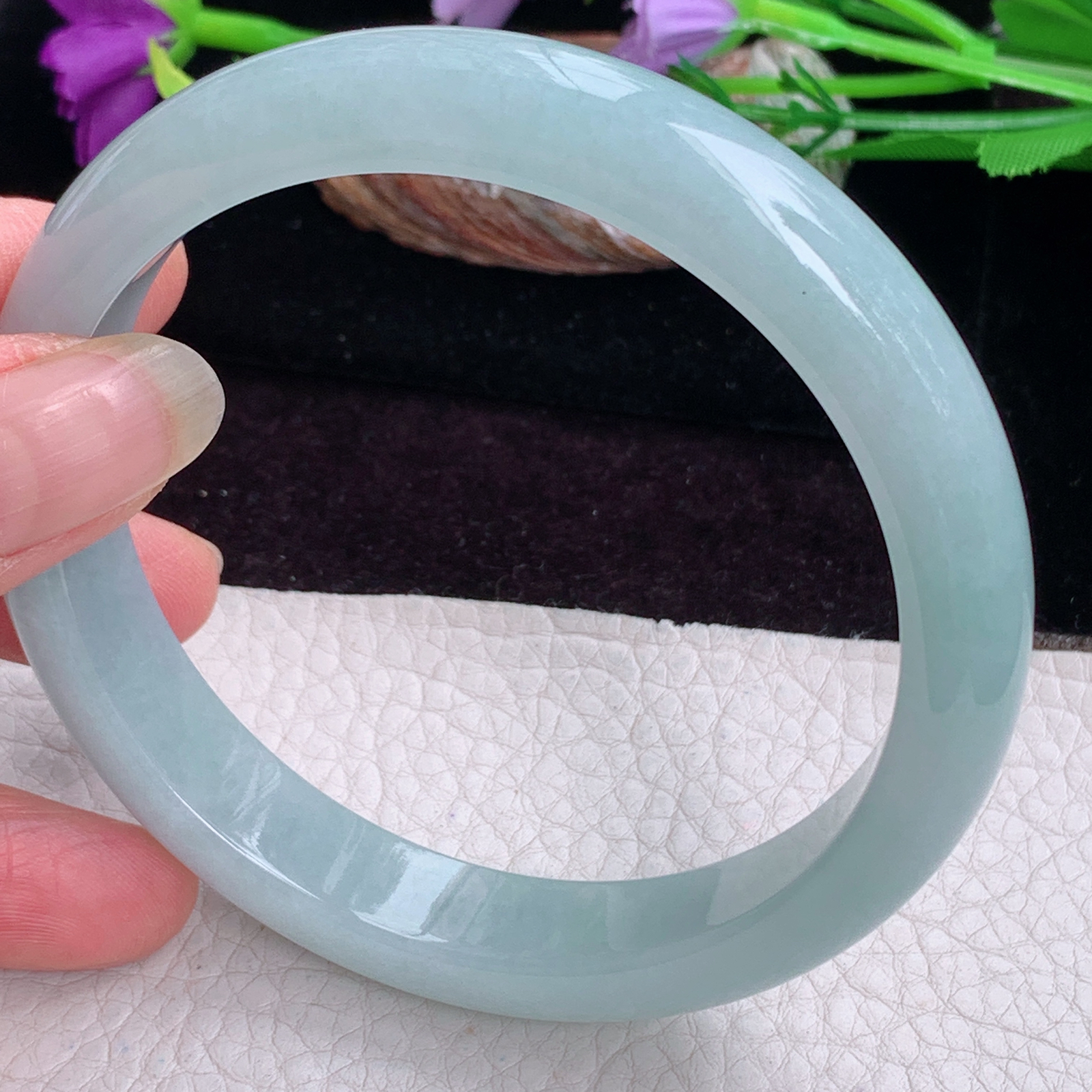 pj大圈口66*12.8*8.5平安镯 天然缅甸翡翠手镯晴水正圈玉镯子