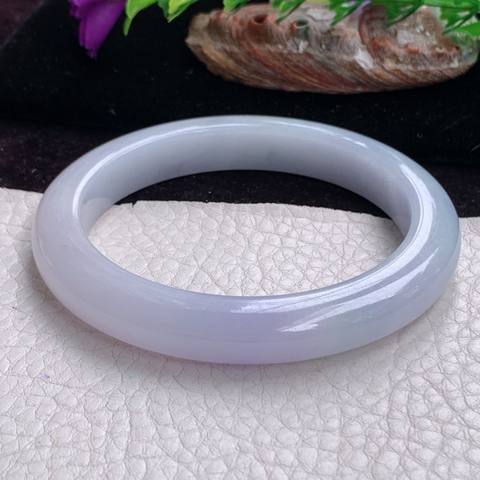 z甜美款54.5*9.5*8.5平安镯 天然缅甸翡翠手镯紫罗兰秀气正圈玉镯子