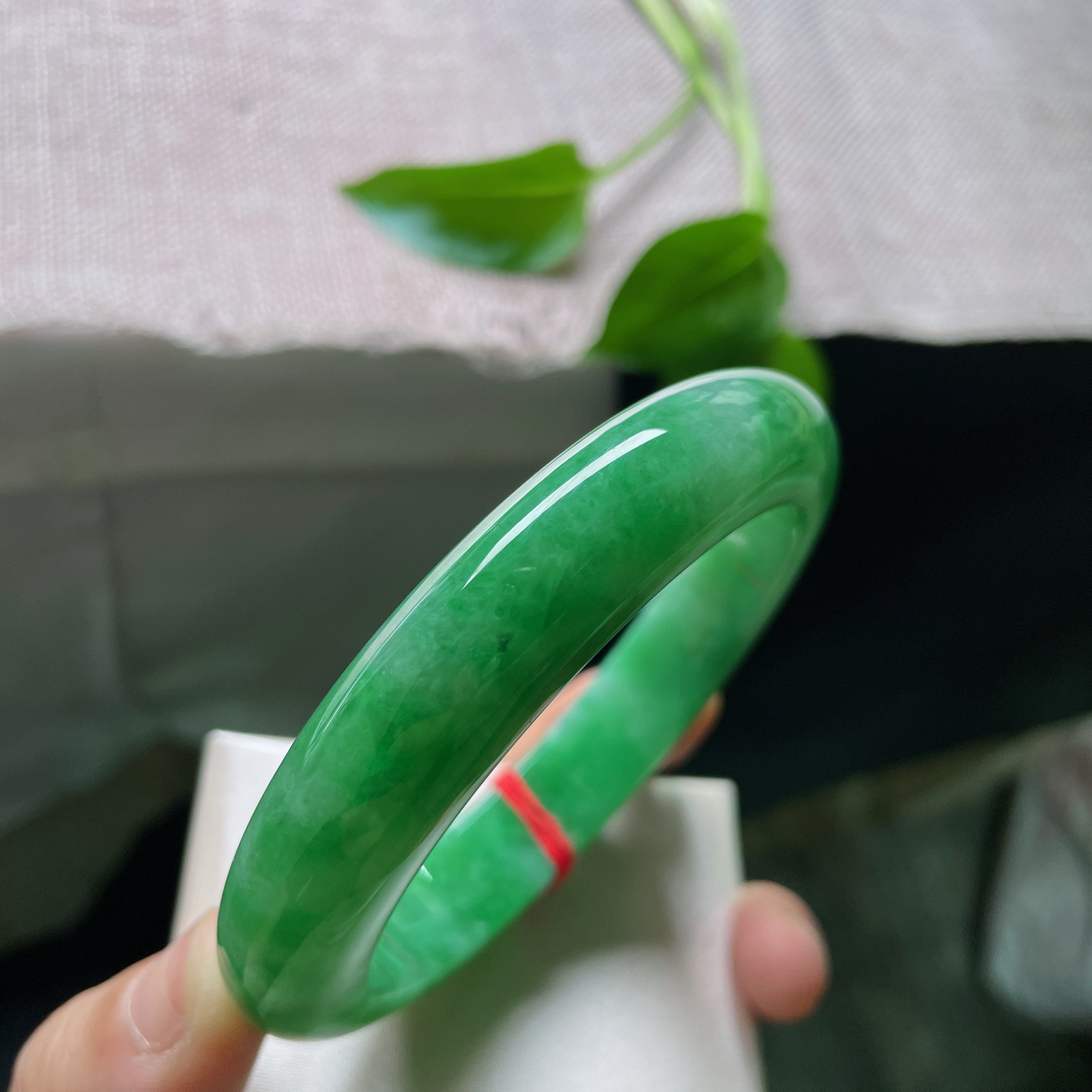 61.1/13.1/10，满绿正圈，大圈口，种老肉细，底色均匀醇厚，是东方美玉的底色与底气。一点皮纹