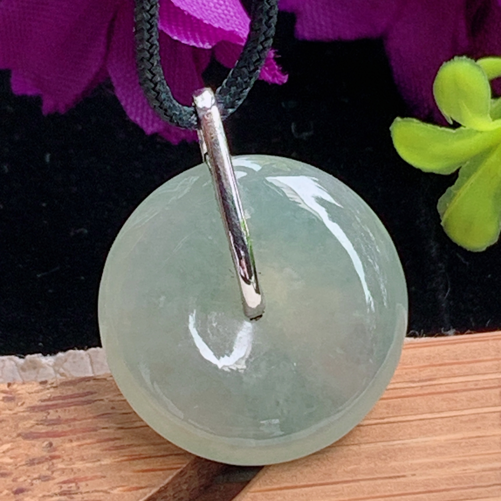 zz3实拍25*20.5*5缅甸翡翠冰糖雪梨小平安扣吊坠 镶金宝宝平安锁骨坠