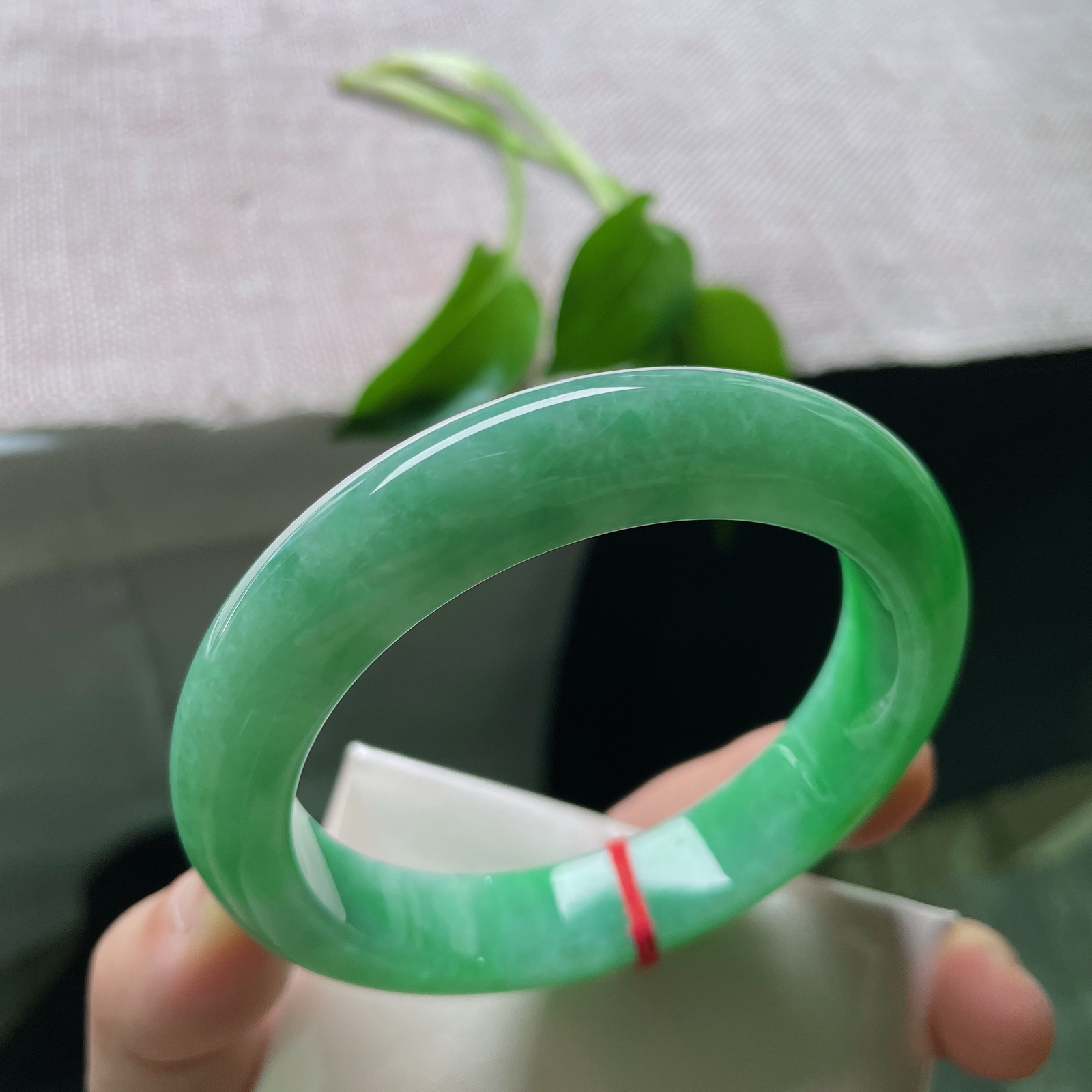 58.6/12.7/9.5绿底正圈，腕间轻绕，是凝固的春水，是具象的青山。无纹裂