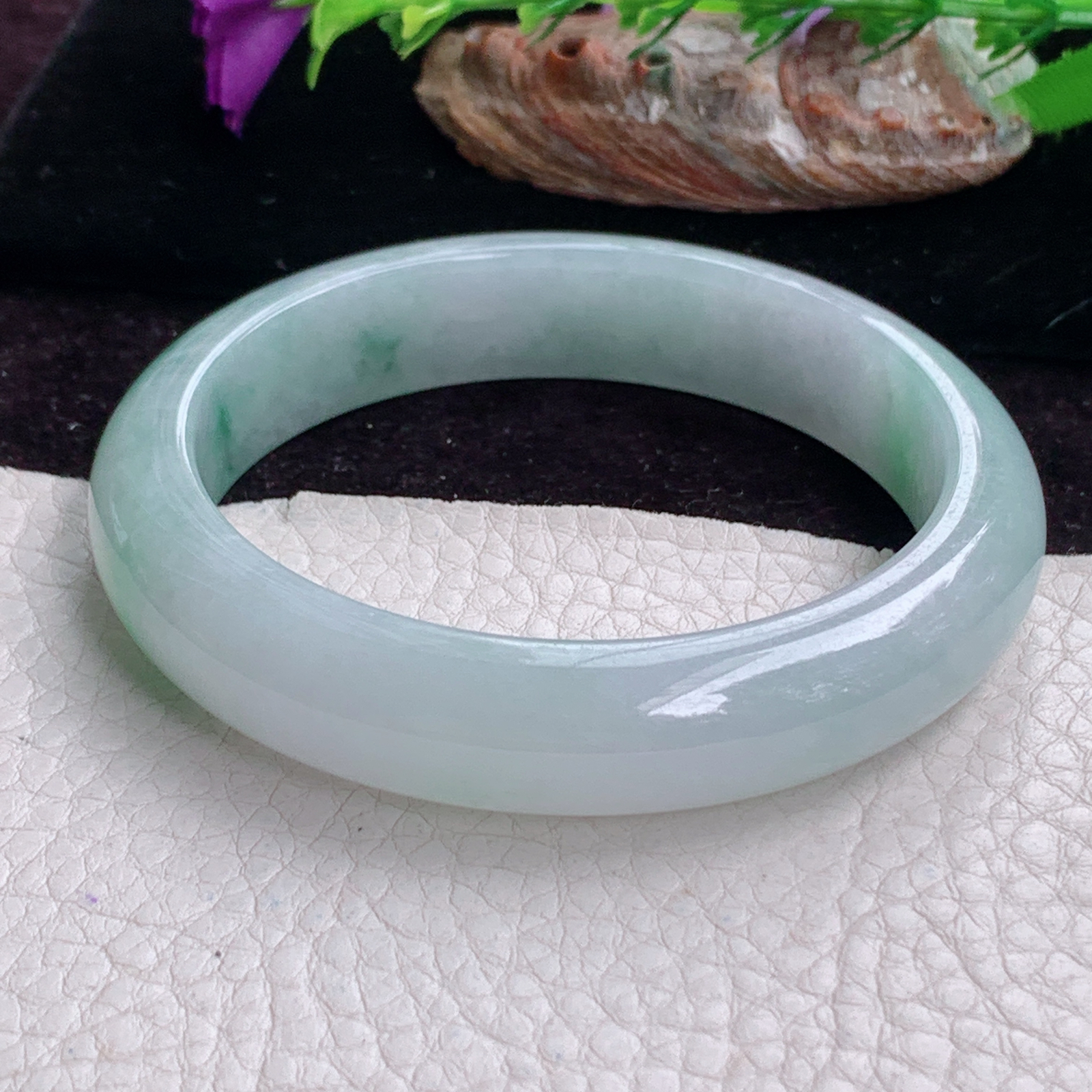 fx实拍58*13*8.7平安镯 天然缅甸翡翠手镯冰飘花胶感正圈玉镯子