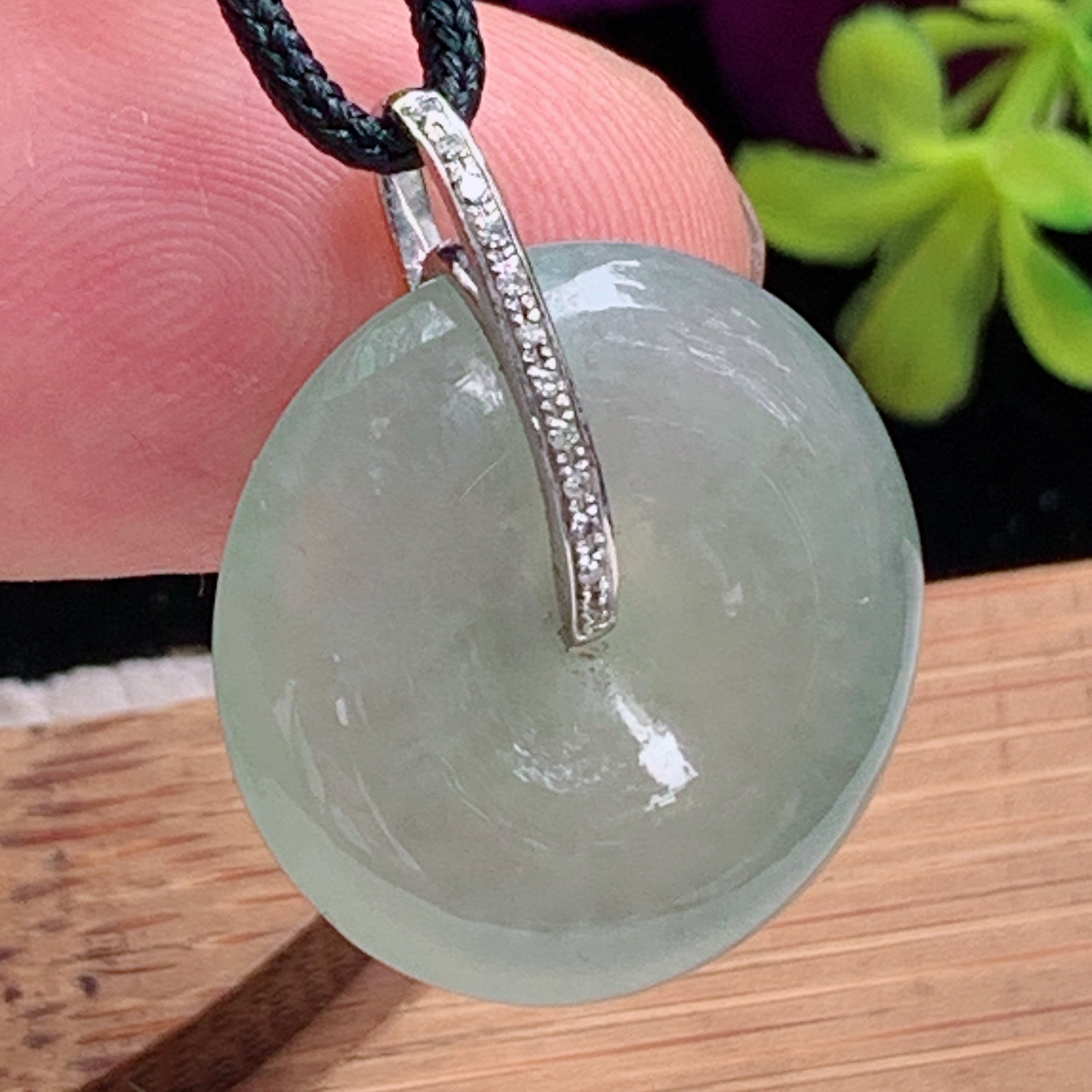 zz3实拍25*20.5*5缅甸翡翠冰糖雪梨小平安扣吊坠 镶金宝宝平安锁骨坠