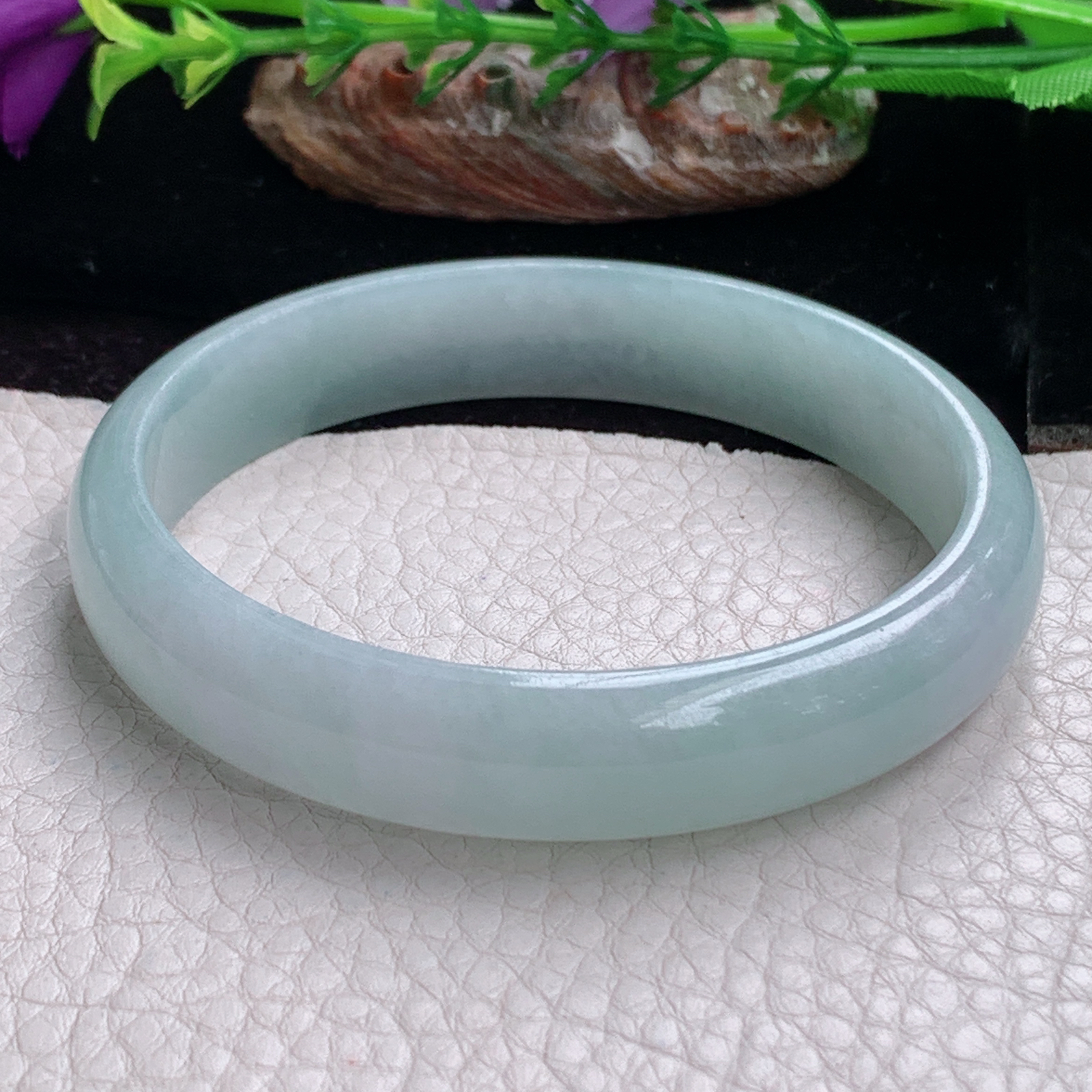 ee大圈口61.5*12.5*6.3平安镯 天然缅甸翡翠手镯冰胶飘清爽大气正圈玉镯子