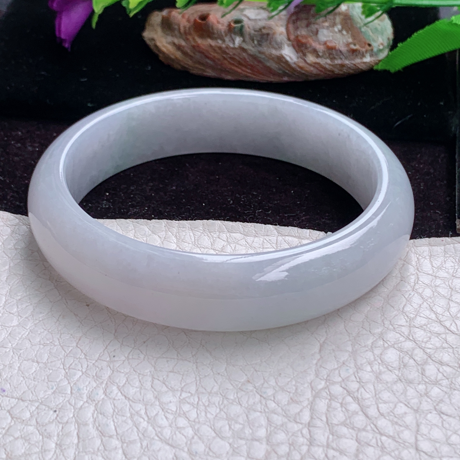 js大圈口60*14.8*7.8平安镯 天然缅甸翡翠手镯胶感飘绿正圈玉镯子