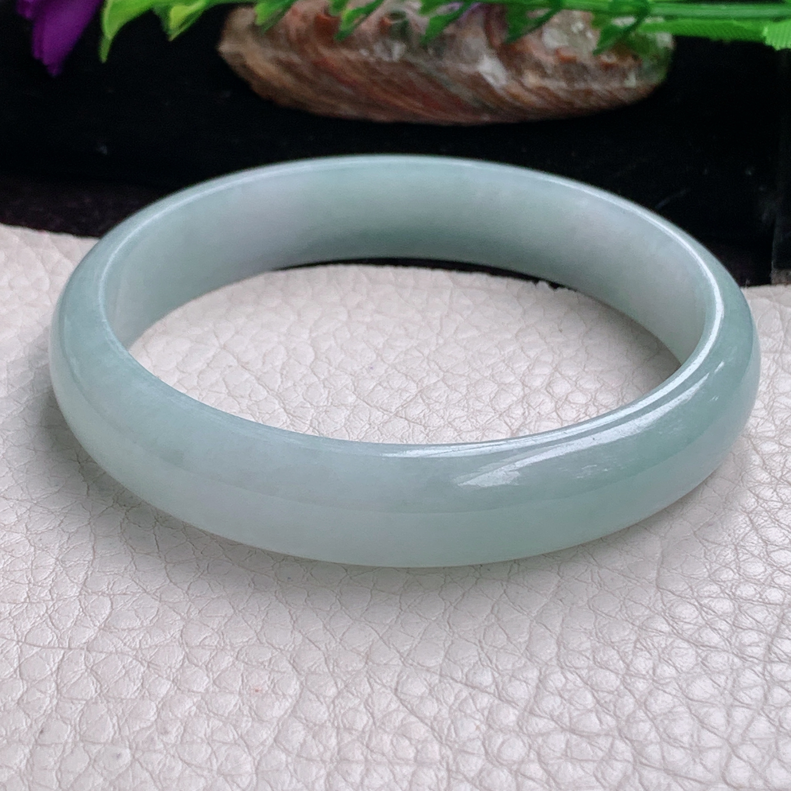 ee大圈口61.5*12.5*6.3平安镯 天然缅甸翡翠手镯冰胶飘清爽大气正圈玉镯子