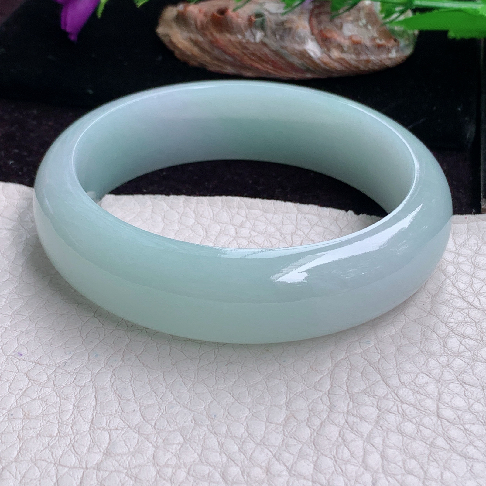 hy实拍58.8*17.2*8.6轮胎镯 天然缅甸翡翠手镯蓝韵胶感正圈玉镯子