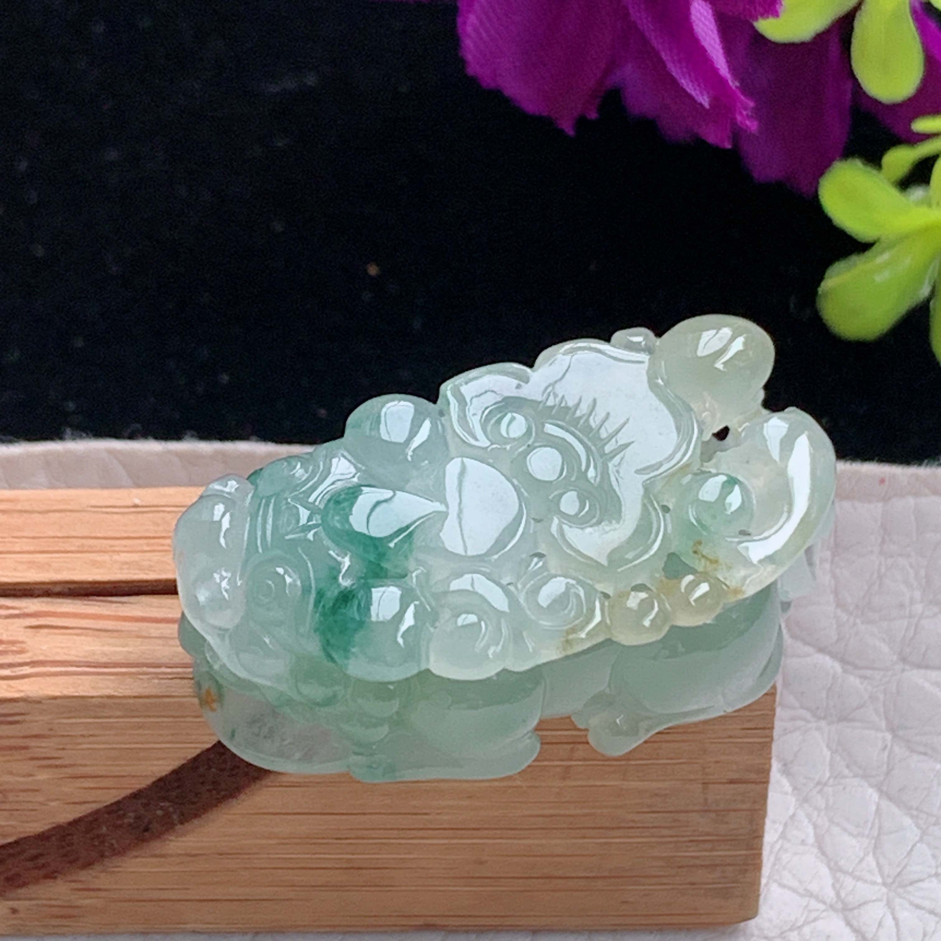 zz3实拍32*16*13.8缅甸翡翠冰三彩招财貔貅吊坠皮休瑞兽玉坠